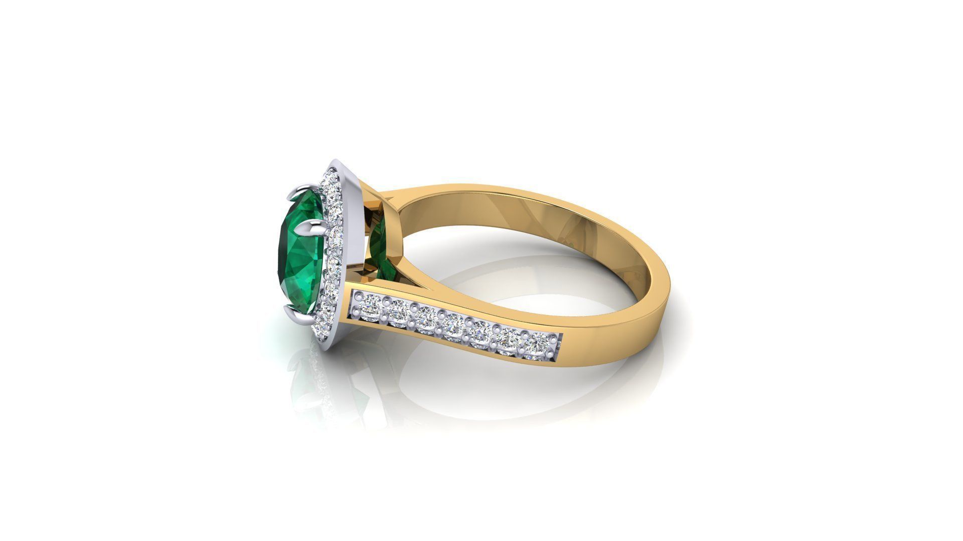 Tiffany Ring with Gemstone and Diamonds 3D print model_3