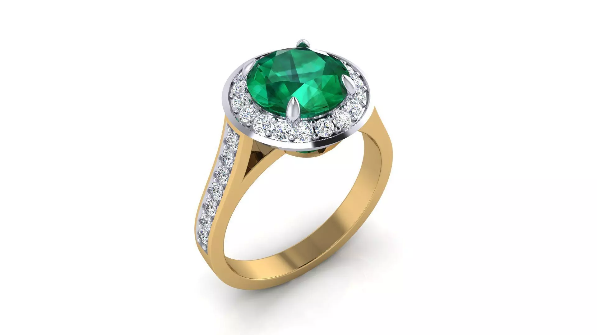 Tiffany Ring with Gemstone and Diamonds 3D print model_0