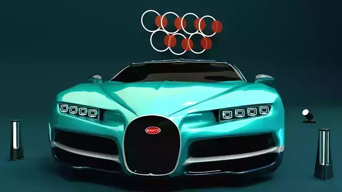 Bugatti Chiron Low-poly 3D model