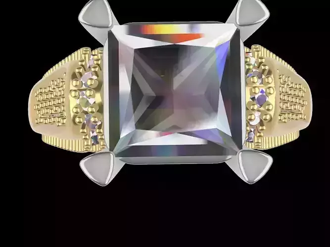 princess cut cathedral ring stl files verified