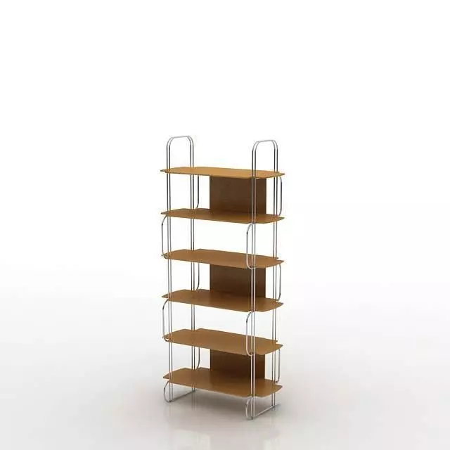 Modern Wood Metal Shelf 3D model_0