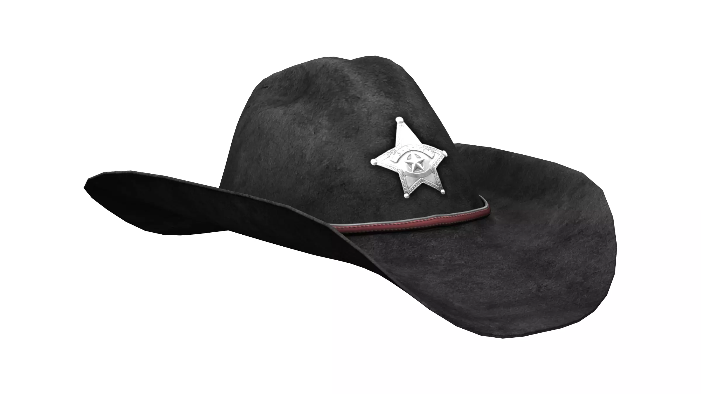Female Sheriff Hat Low-poly 3D model_0