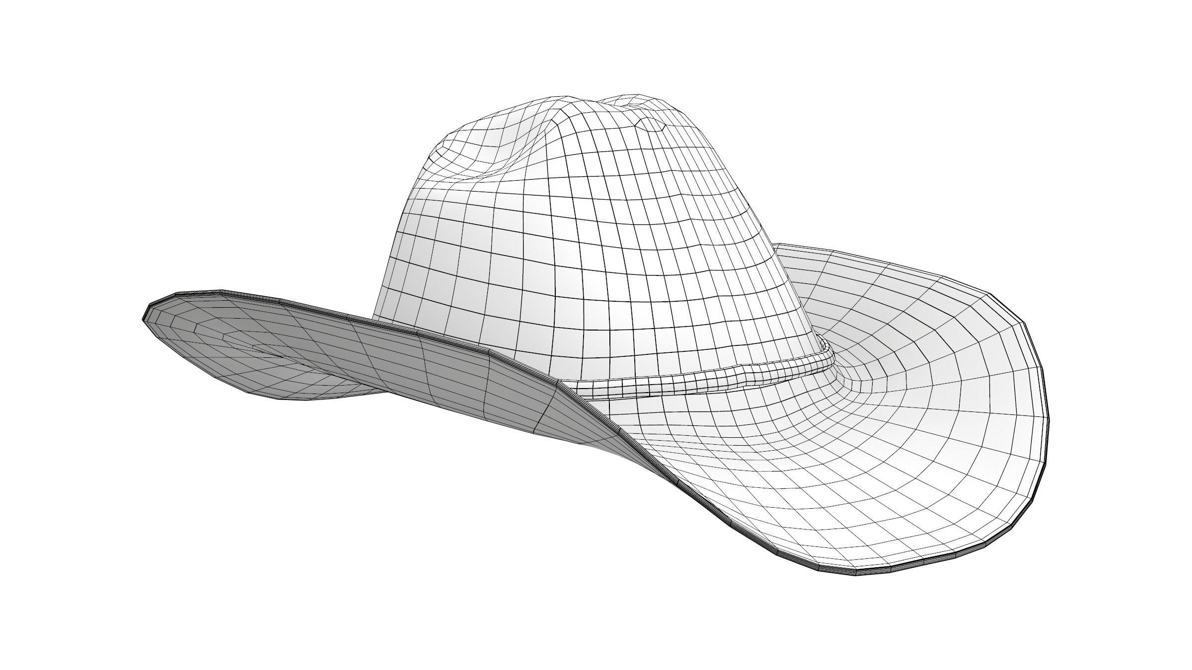 Female Sheriff Hat Low-poly 3D model_6
