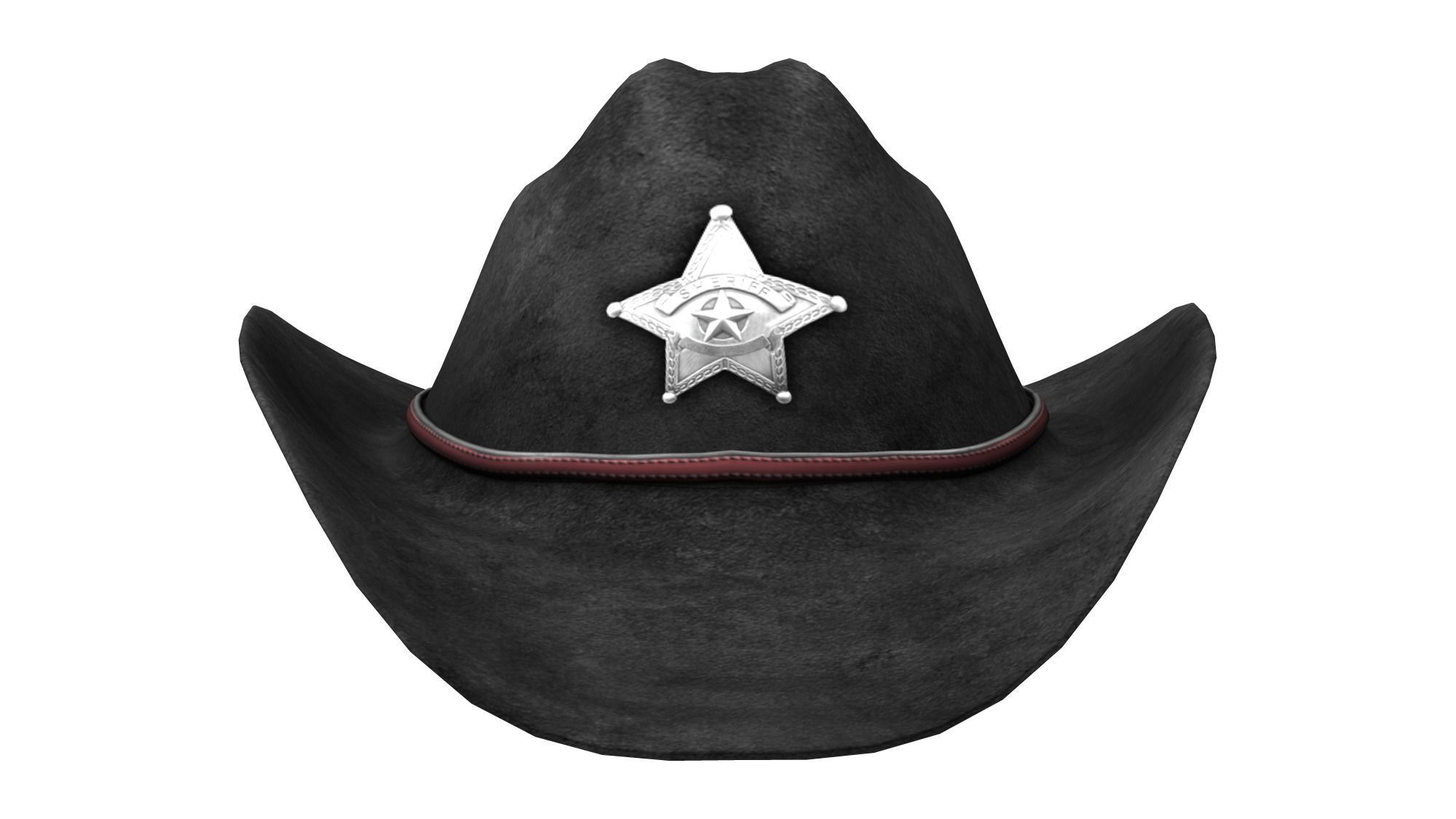 Female Sheriff Hat Low-poly 3D model_3