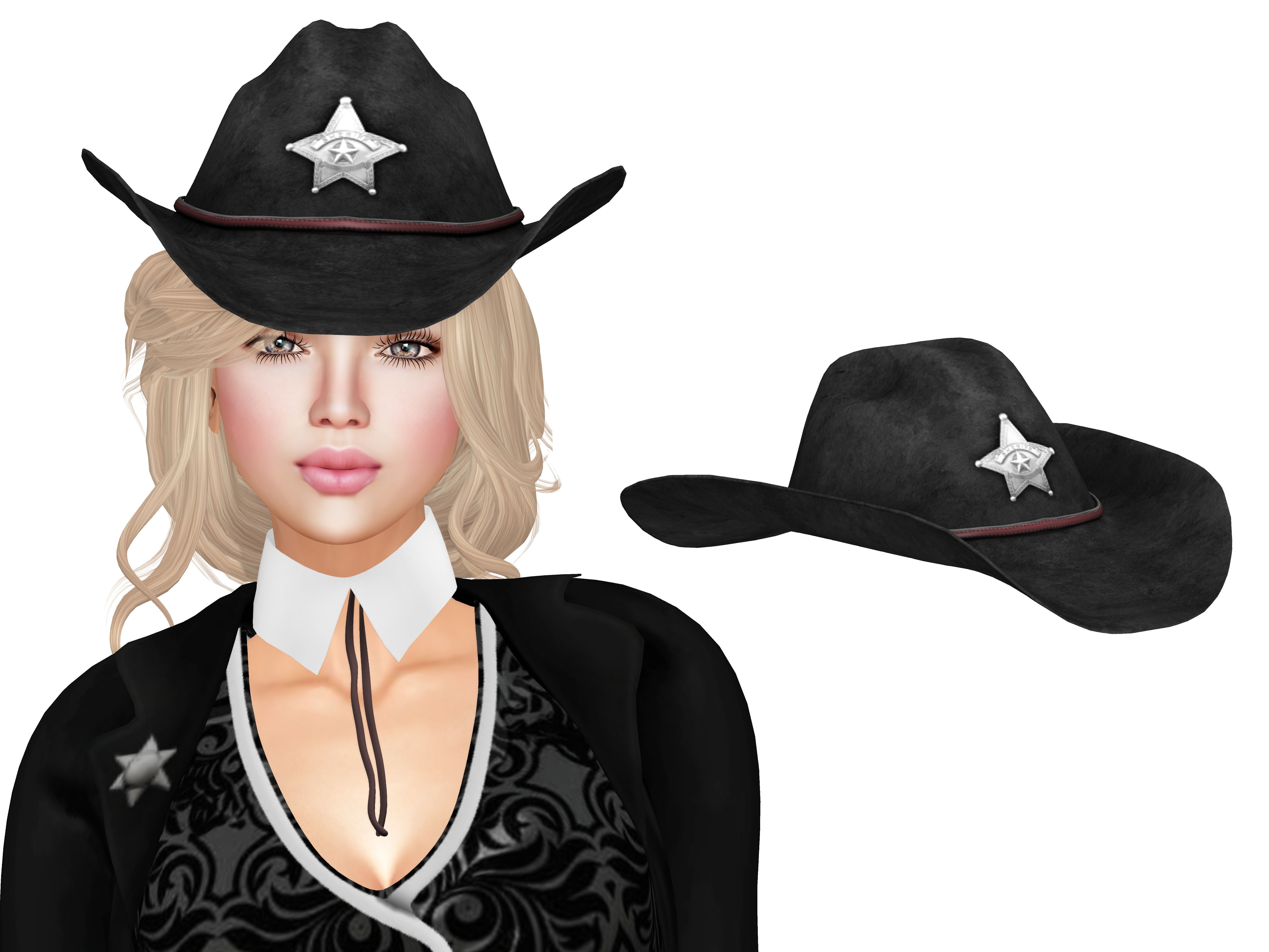 Female Sheriff Hat Low-poly 3D model_2