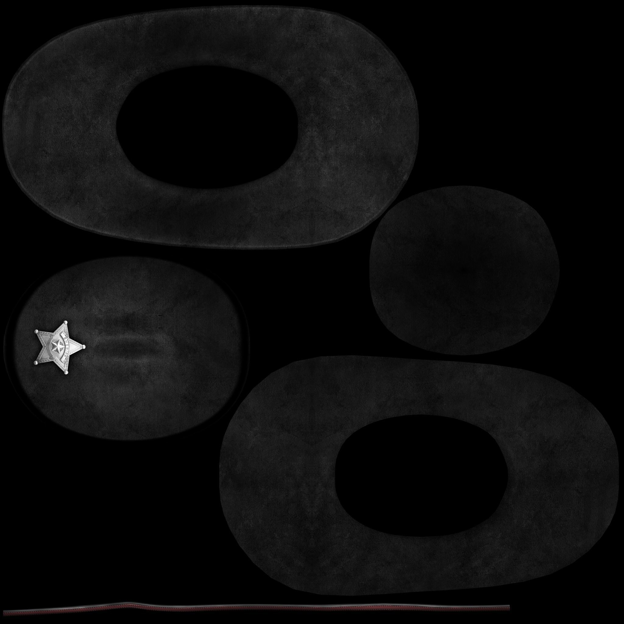 Female Sheriff Hat Low-poly 3D model_8