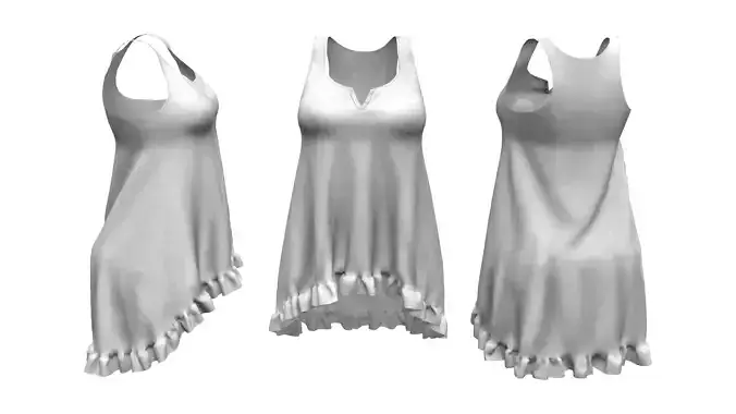 Drape Back Ruffled Bottom Long Tank Top Low-poly 3D model