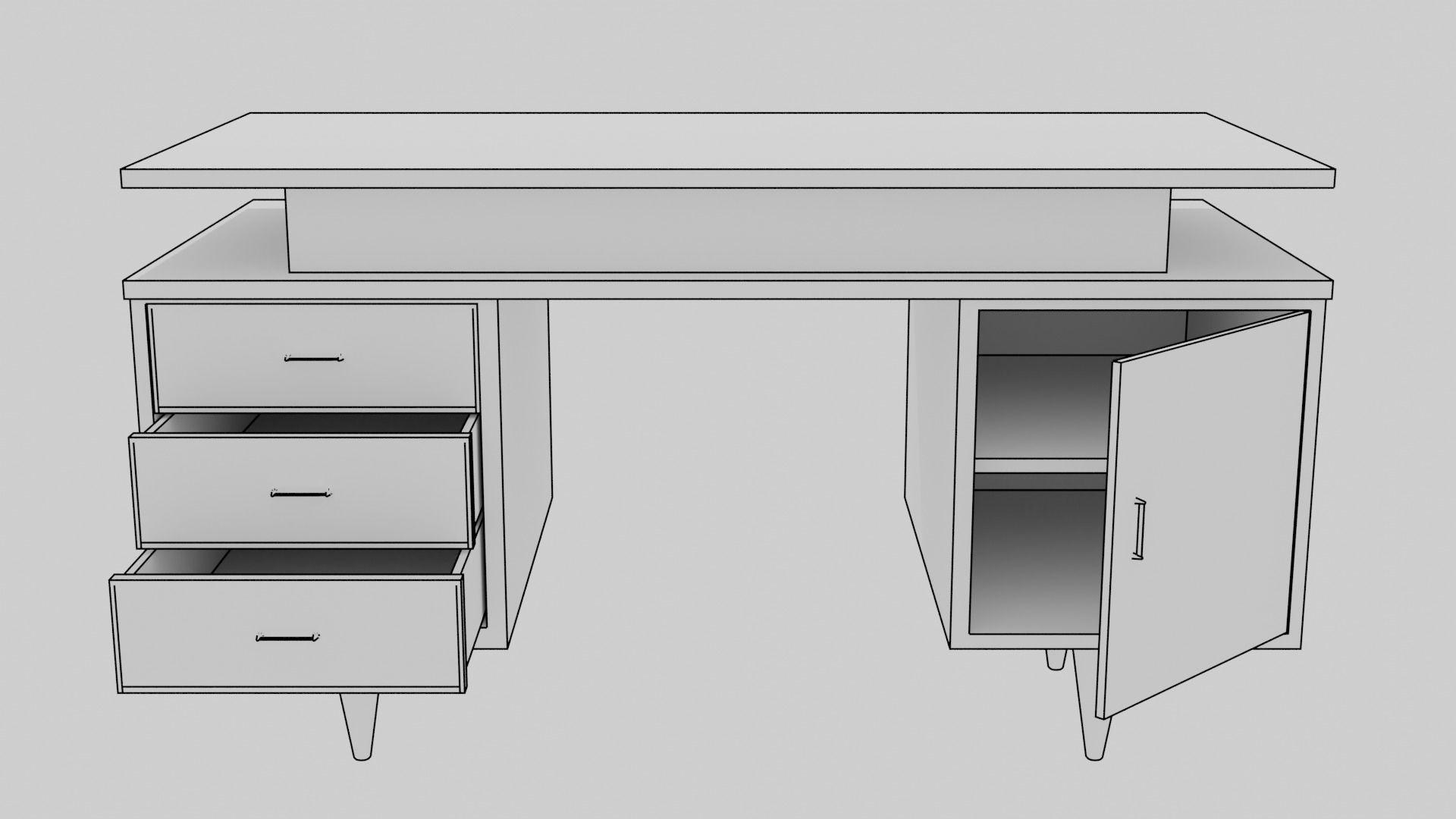 Dark wood Table 3D model_1