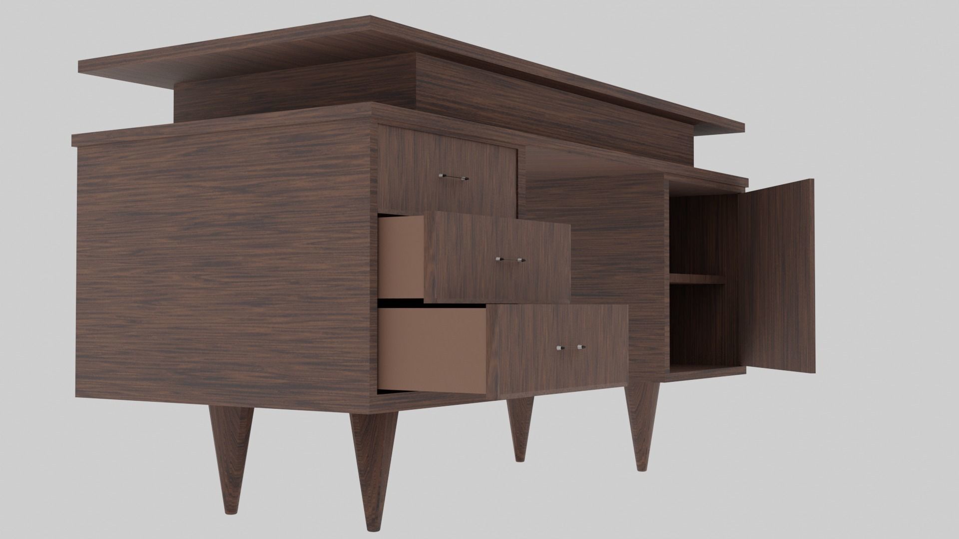 Dark wood Table 3D model_2