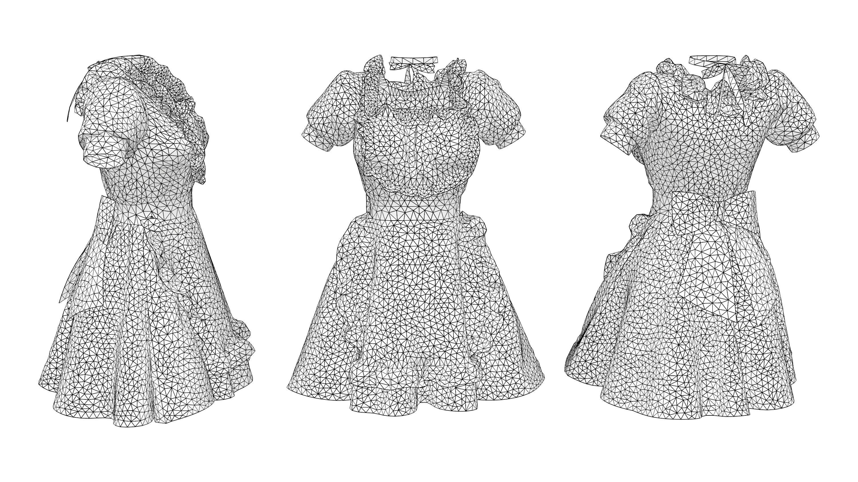 Maid Outfit Low-poly 3D model_3