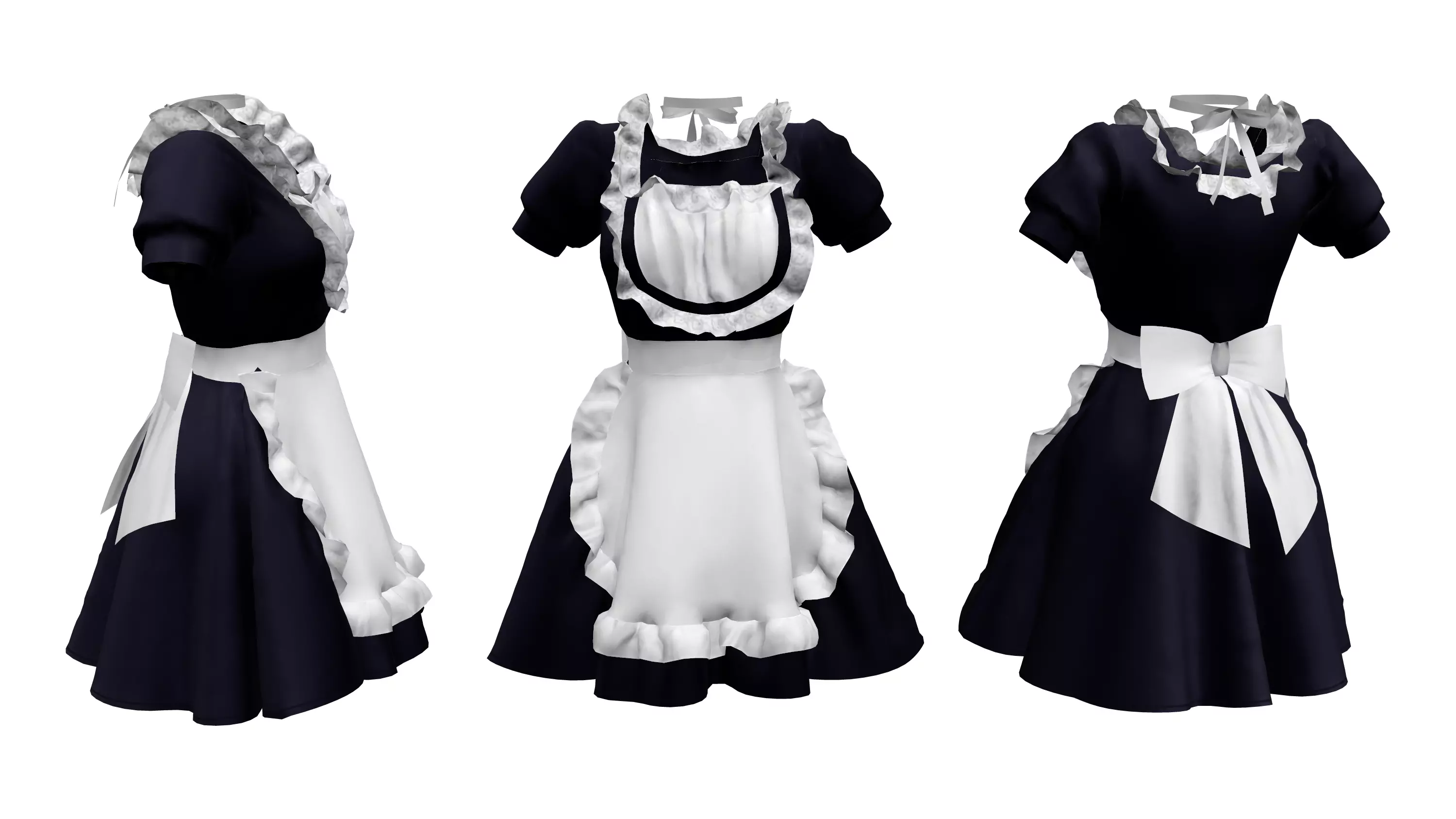 Maid Outfit Low-poly 3D model_0