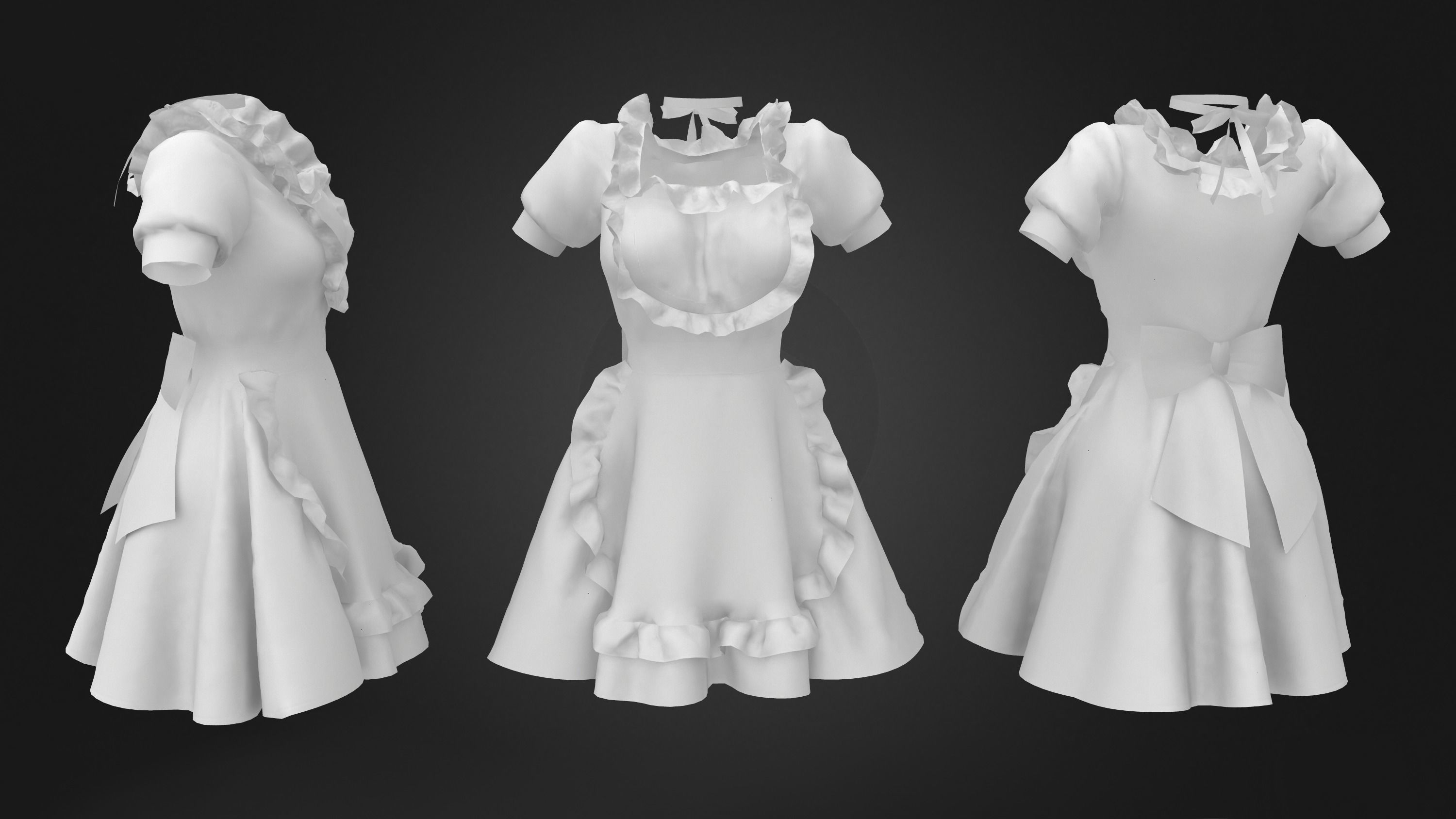 Maid Outfit Low-poly 3D model_4