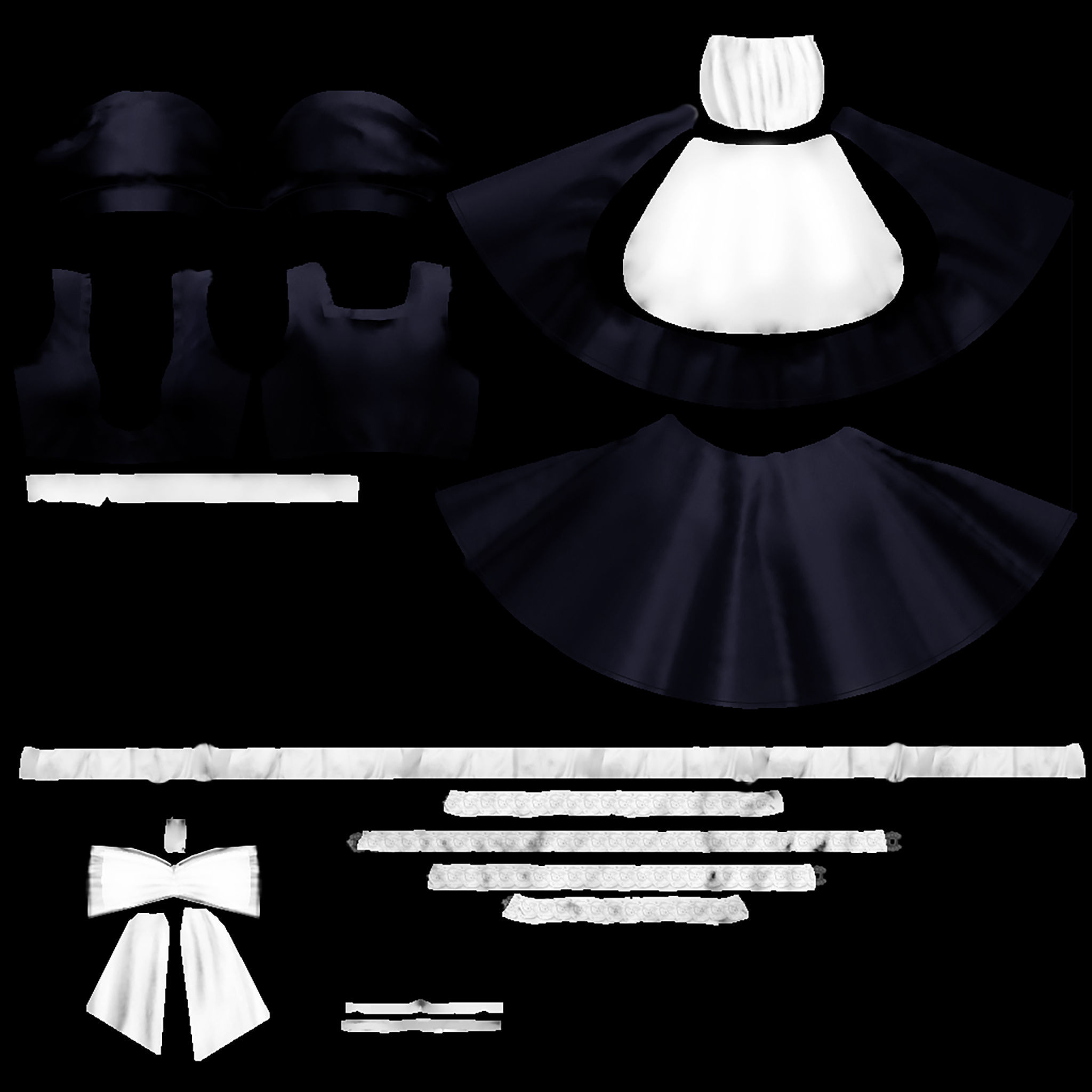 Maid Outfit Low-poly 3D model_5