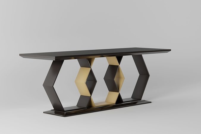 Table gold console Low-poly 3D model