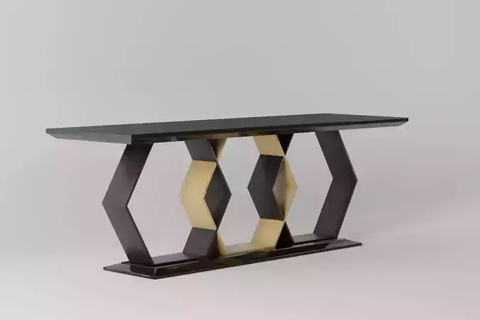 Table gold console Low-poly 3D model