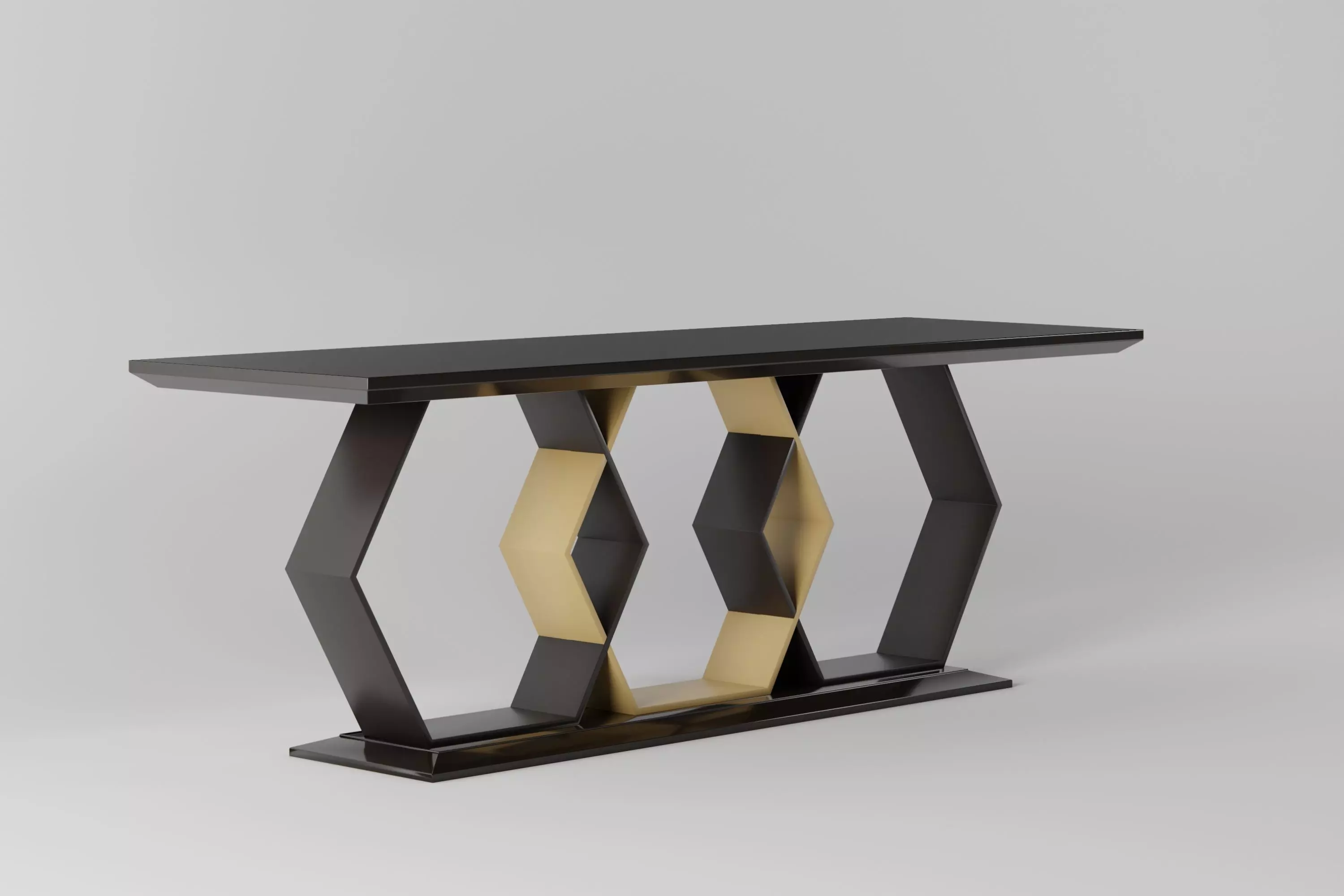 Table gold console Low-poly 3D model_0