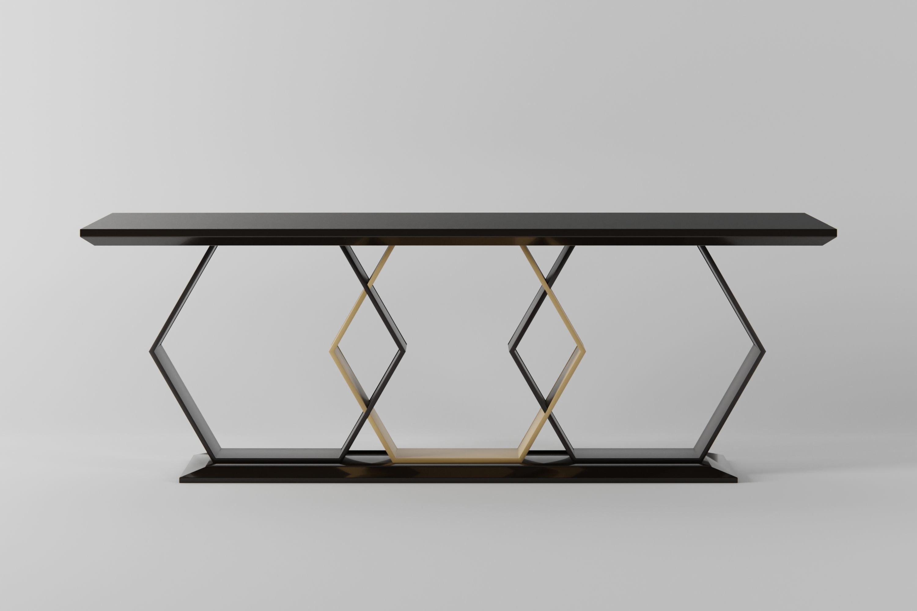 Table gold console Low-poly 3D model_2