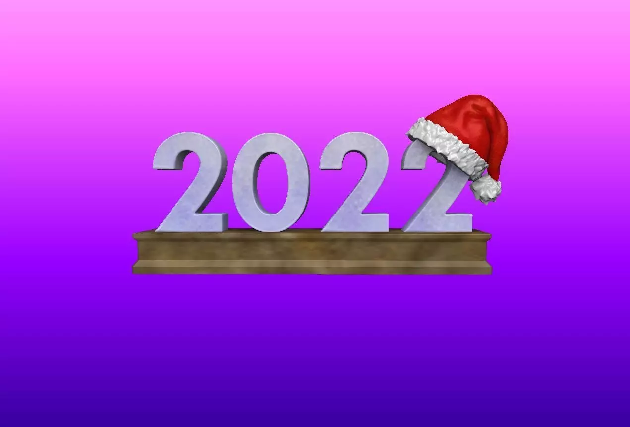 happy new year 2022 3D print model_0