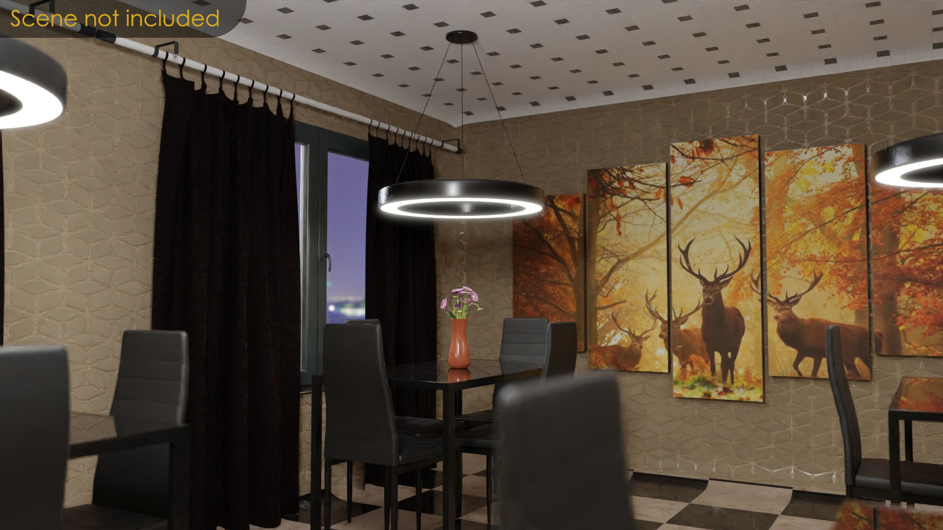 Hollow Circular Pendant Light Low-poly 3D model_7