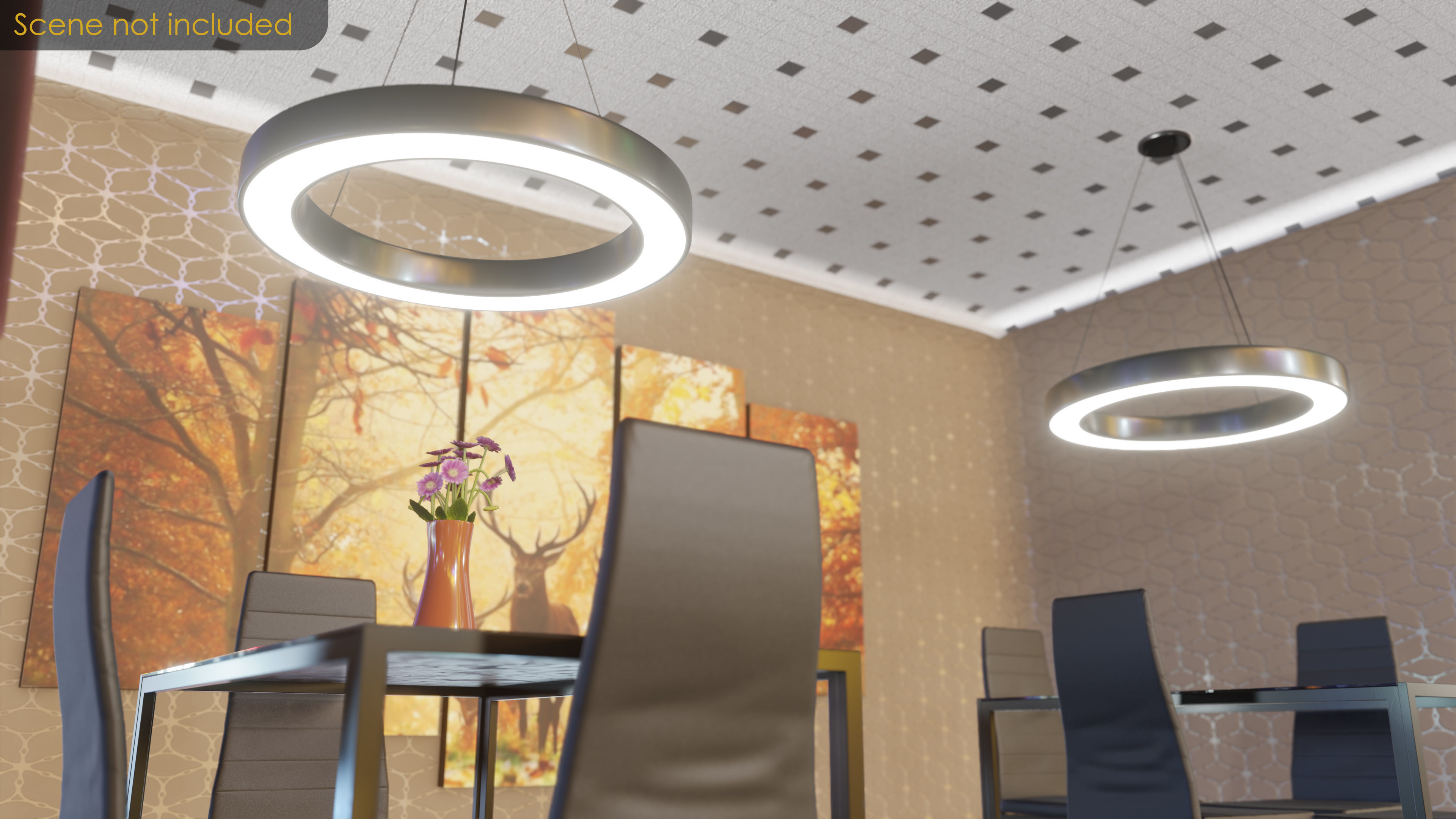 Hollow Circular Pendant Light Low-poly 3D model_8