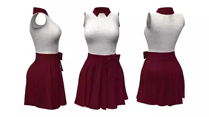 Little Maroon And White Outfit