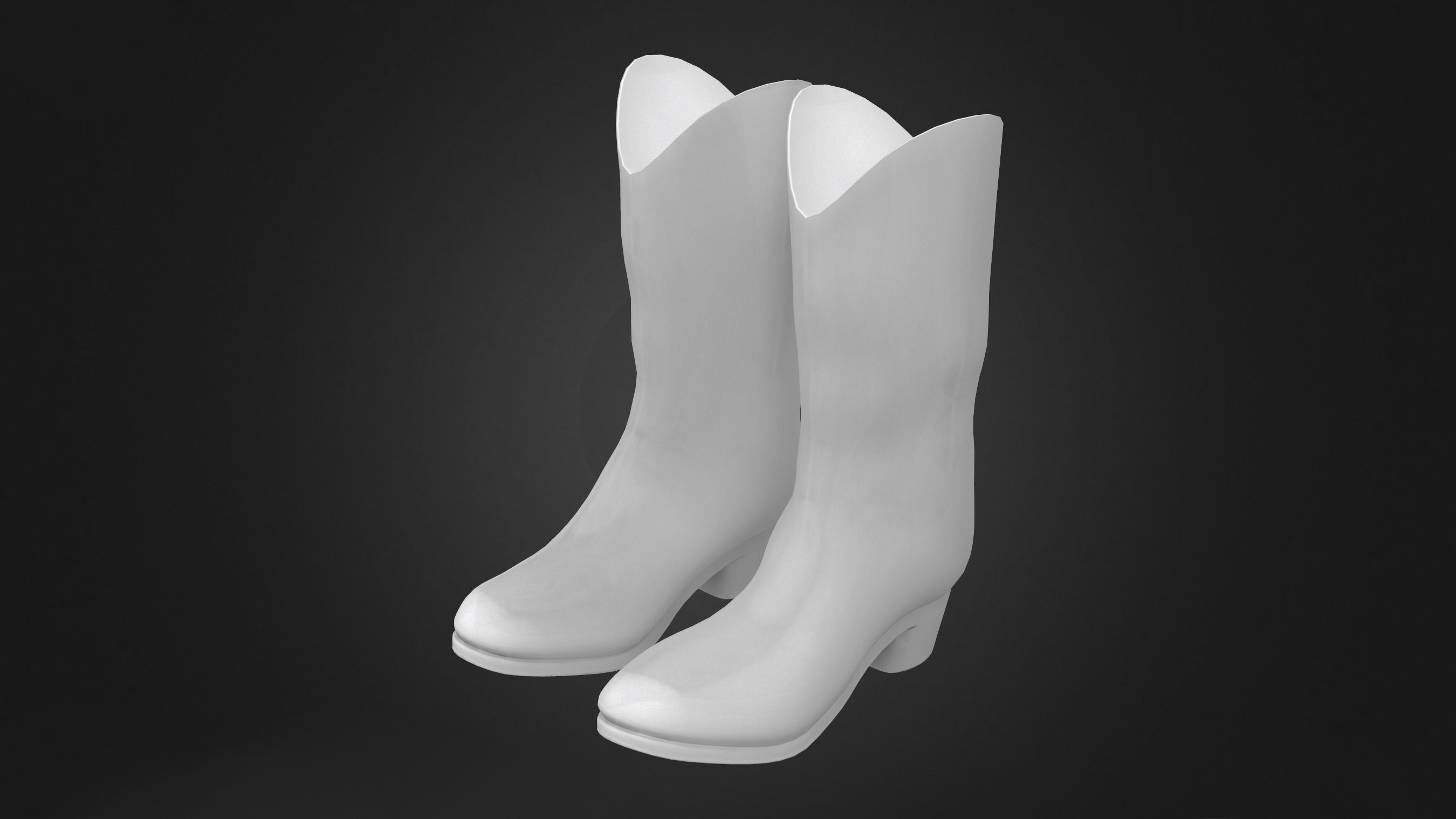 Ladies Black Cowboy Boots To Wear Over Pants Low-poly 3D model_6