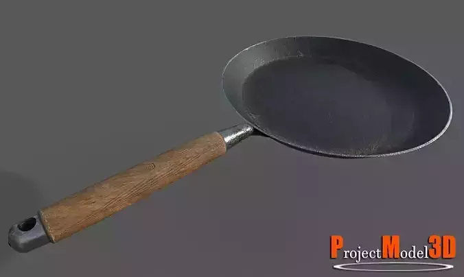 Frying cooking pan-Version001 Low-poly 3D model