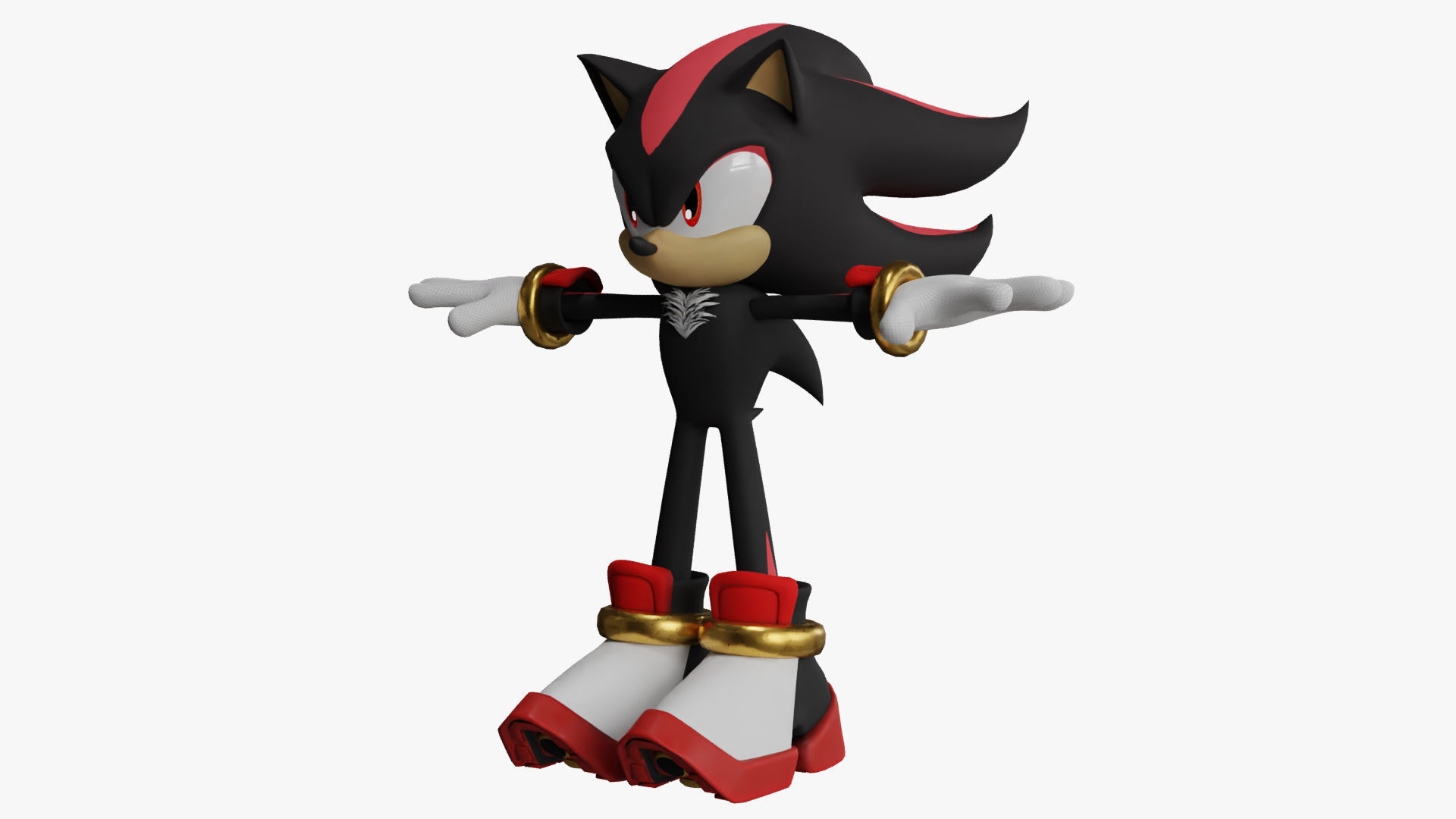 Shadow the Hedgehog  Low-poly 3D model_7