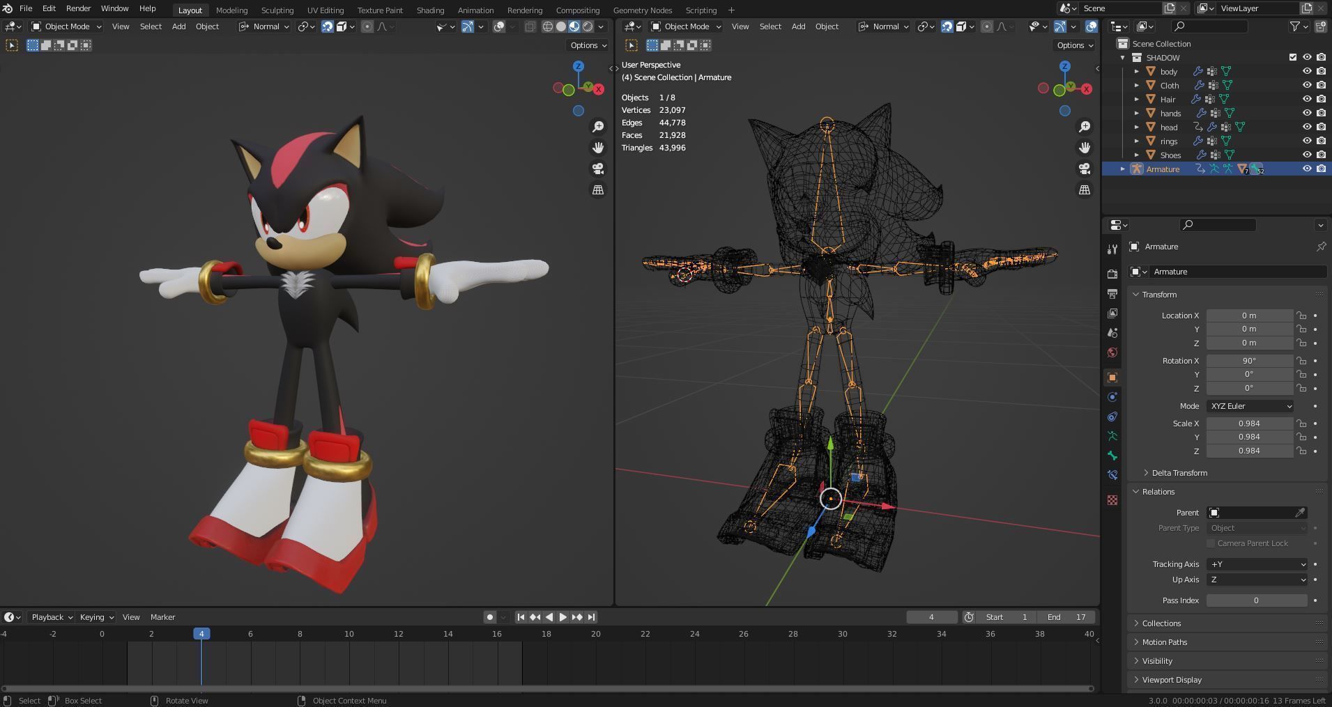 Shadow the Hedgehog  Low-poly 3D model_18
