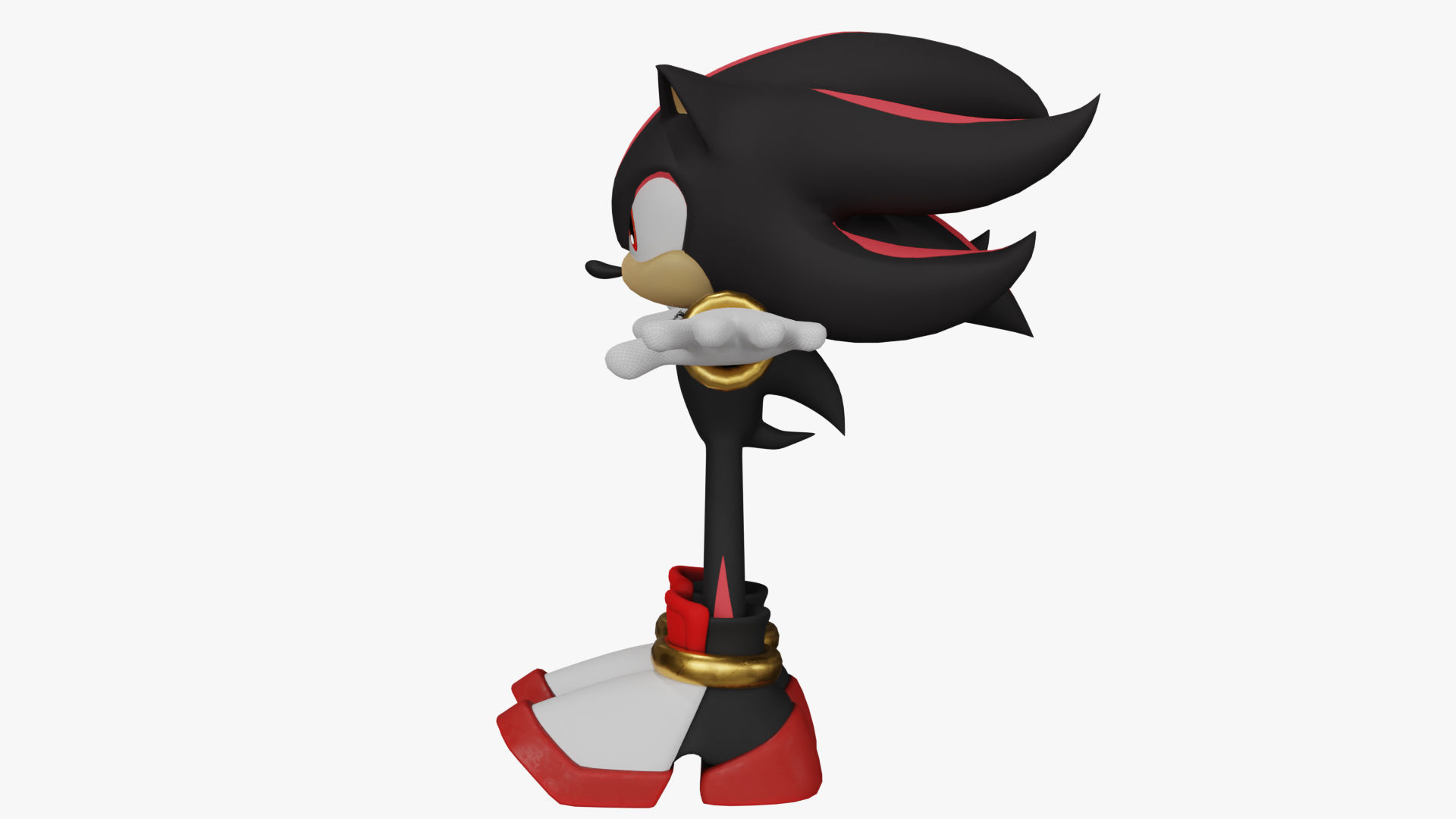 Shadow the Hedgehog  Low-poly 3D model_9