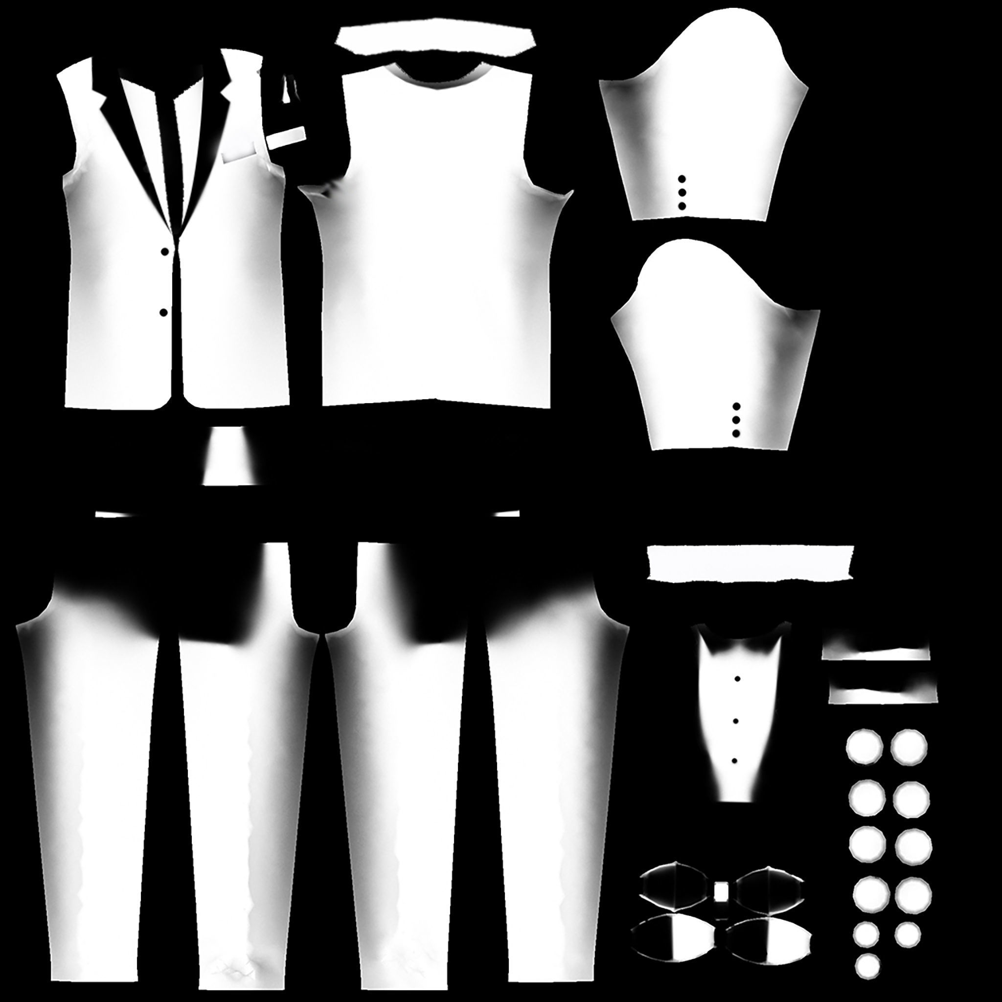 Men Tuxedo Suit Low-poly 3D model_9