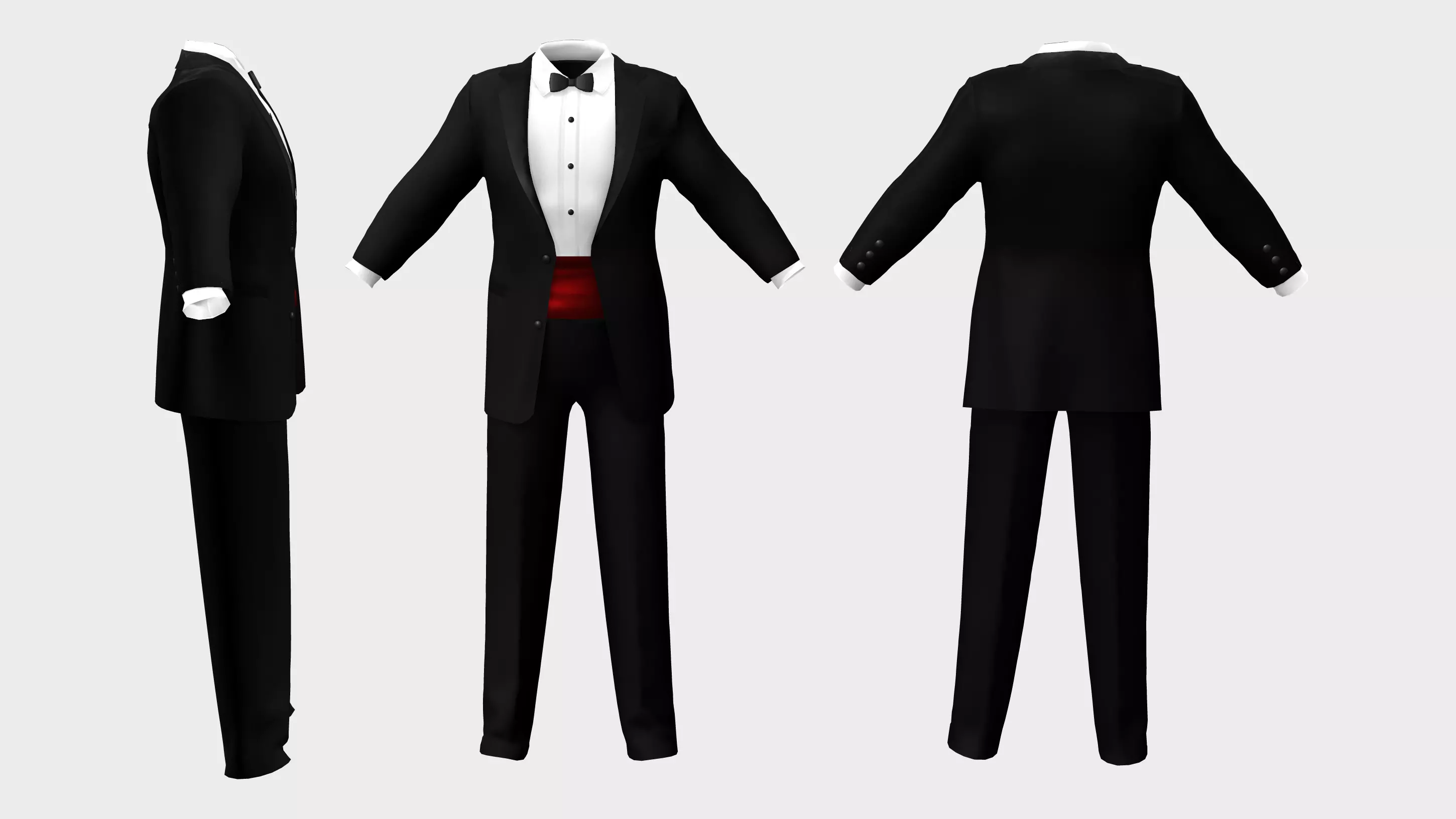 Men Tuxedo Suit Low-poly 3D model_0