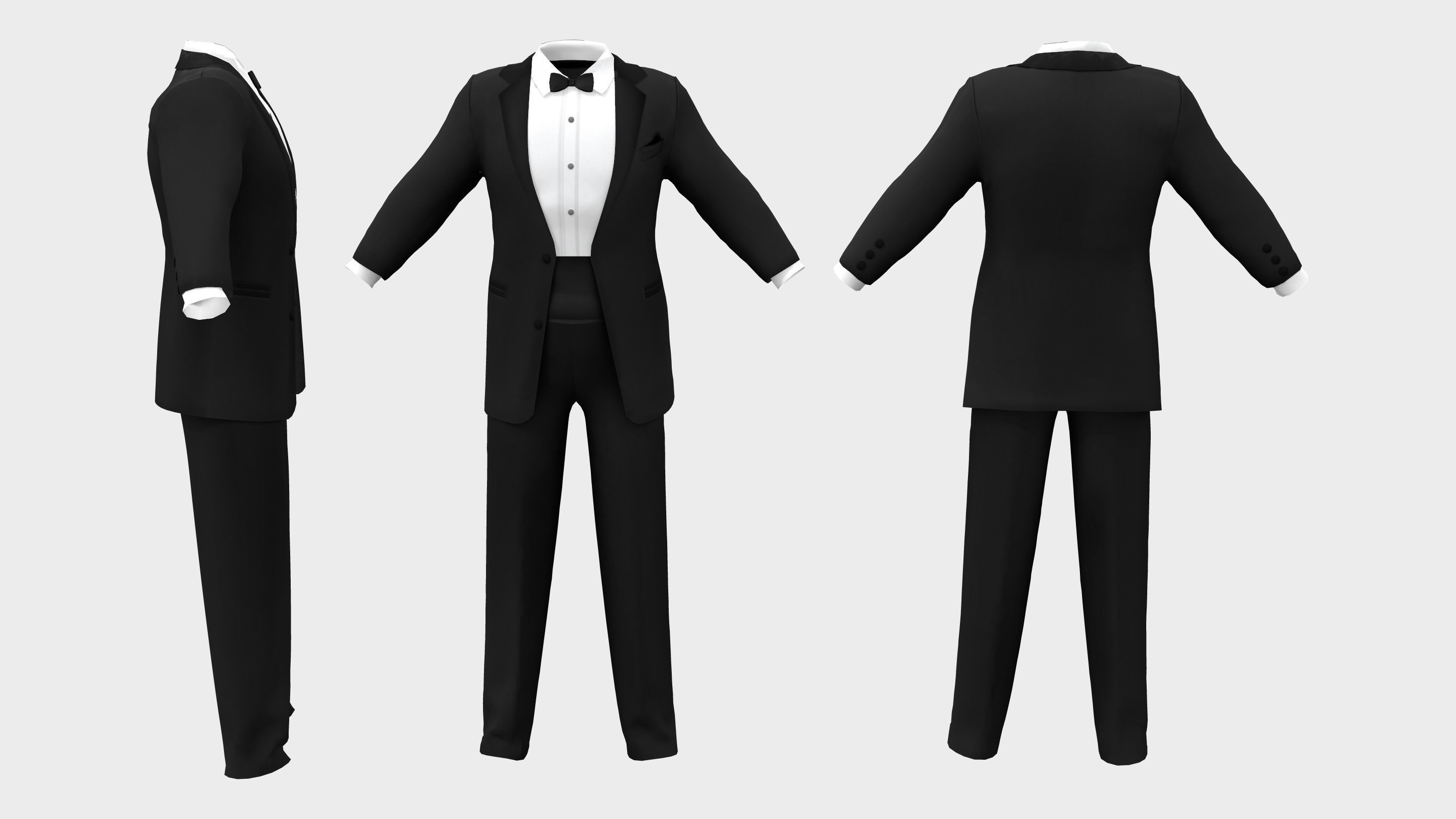 Men Tuxedo Suit Low-poly 3D model_2
