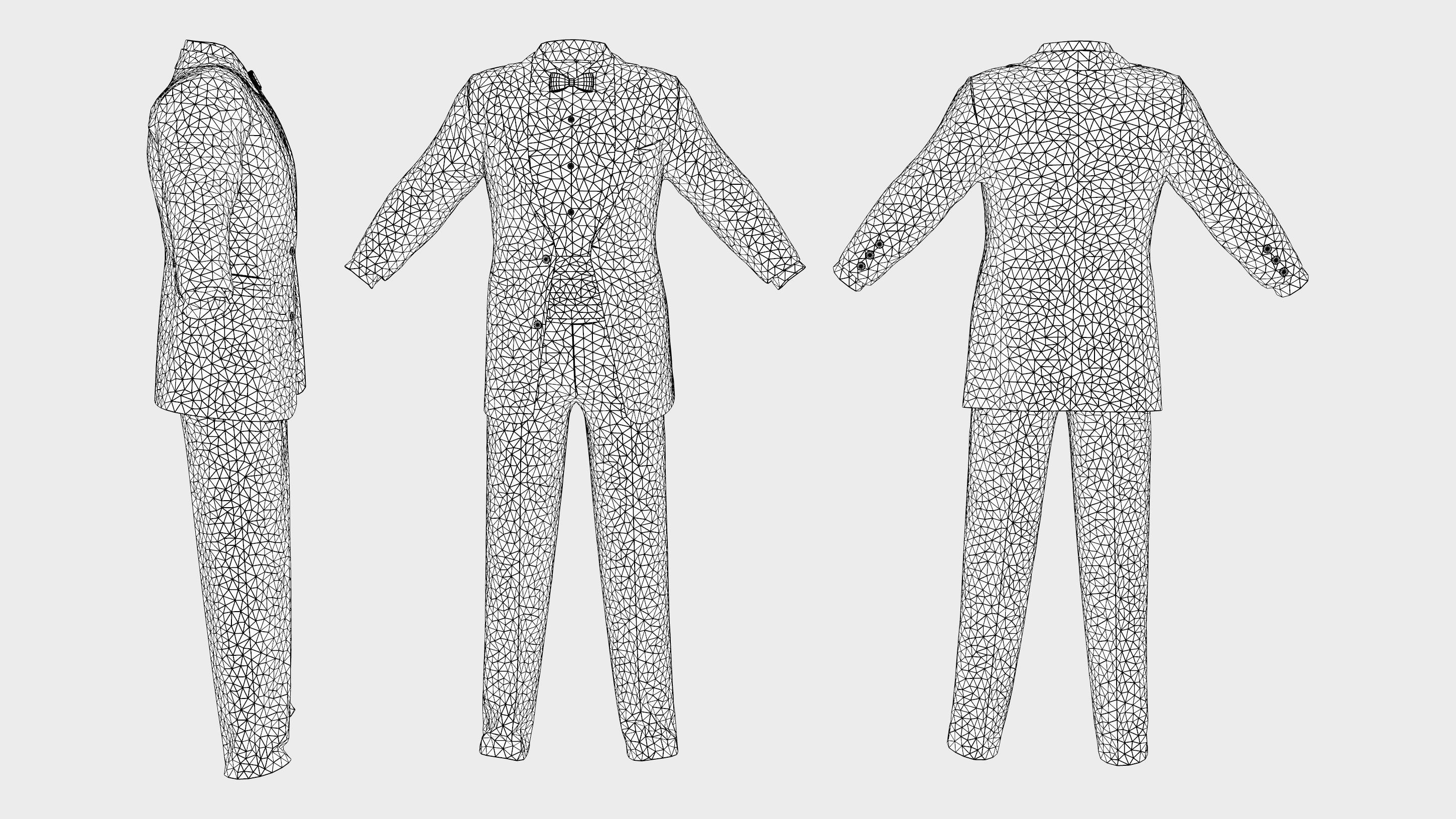 Men Tuxedo Suit Low-poly 3D model_3