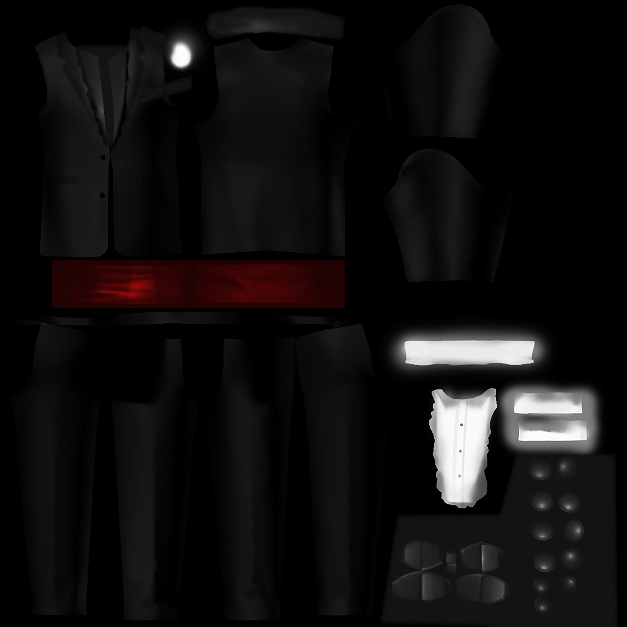 Men Tuxedo Suit Low-poly 3D model_5