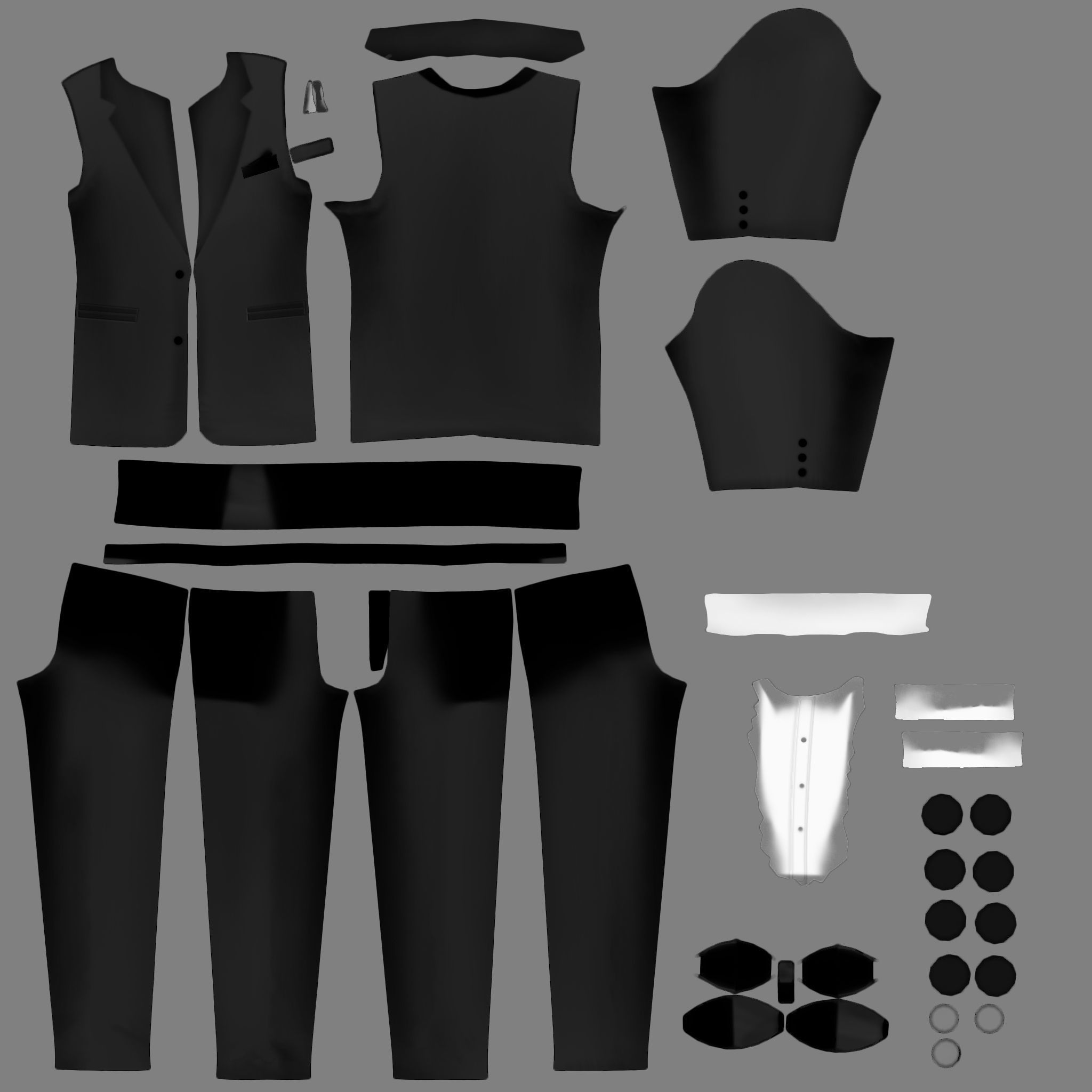 Men Tuxedo Suit Low-poly 3D model_6