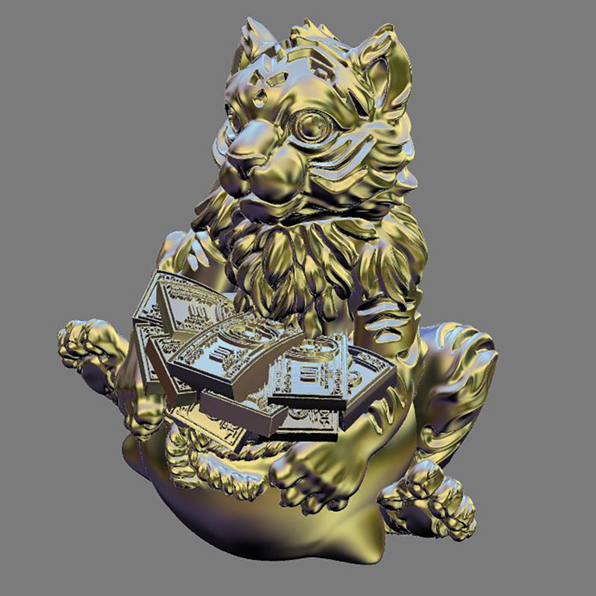 Tiger 2022 model for 3D Cute tiger with money 3D print model_6