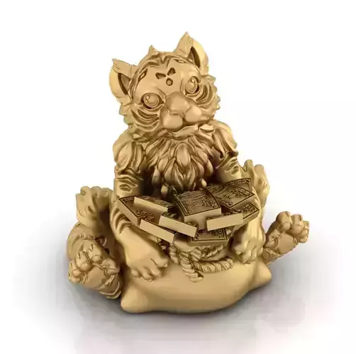 Tiger 2022 model for 3D Cute tiger with money