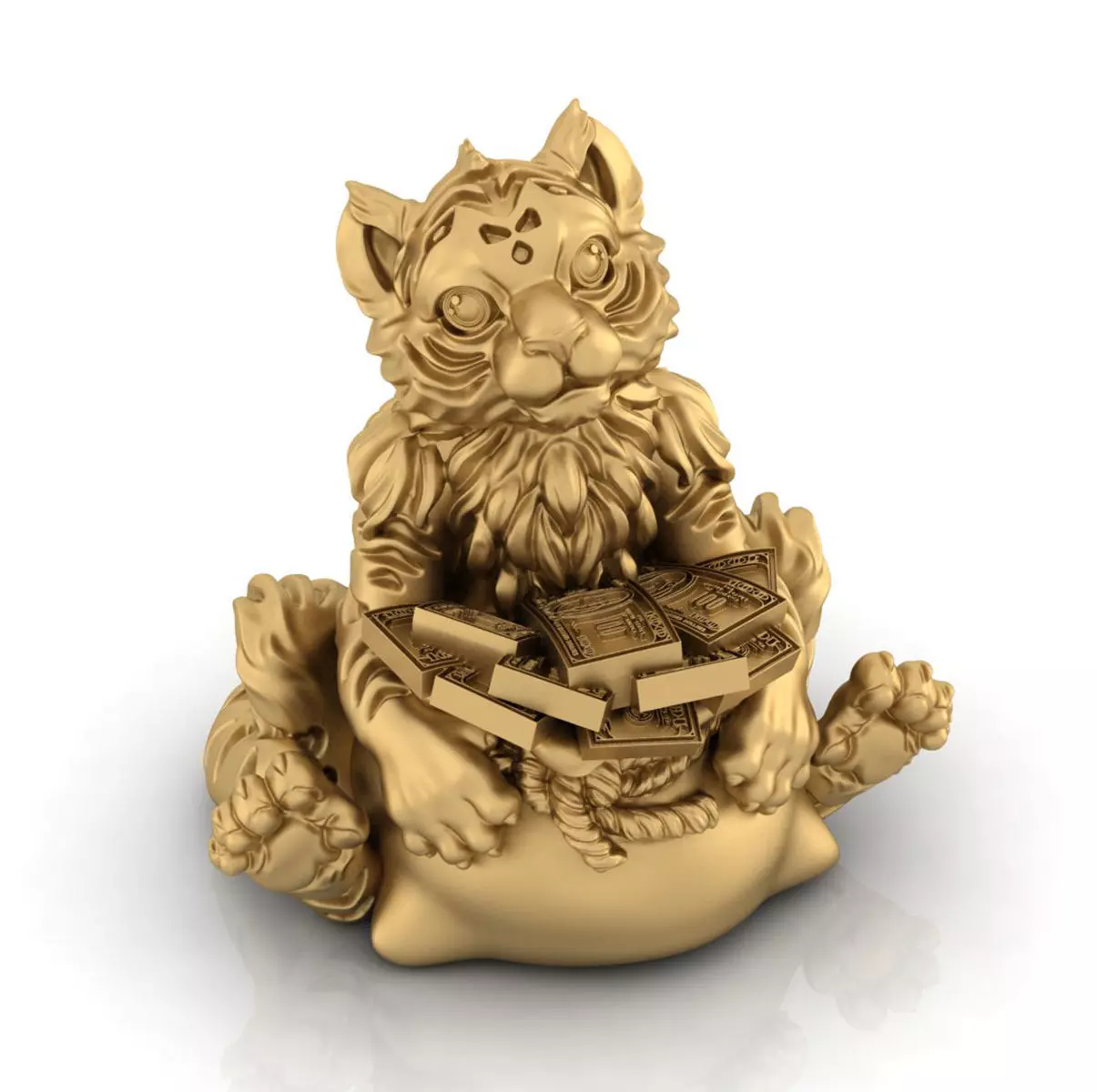 Tiger 2022 model for 3D Cute tiger with money 3D print model_0
