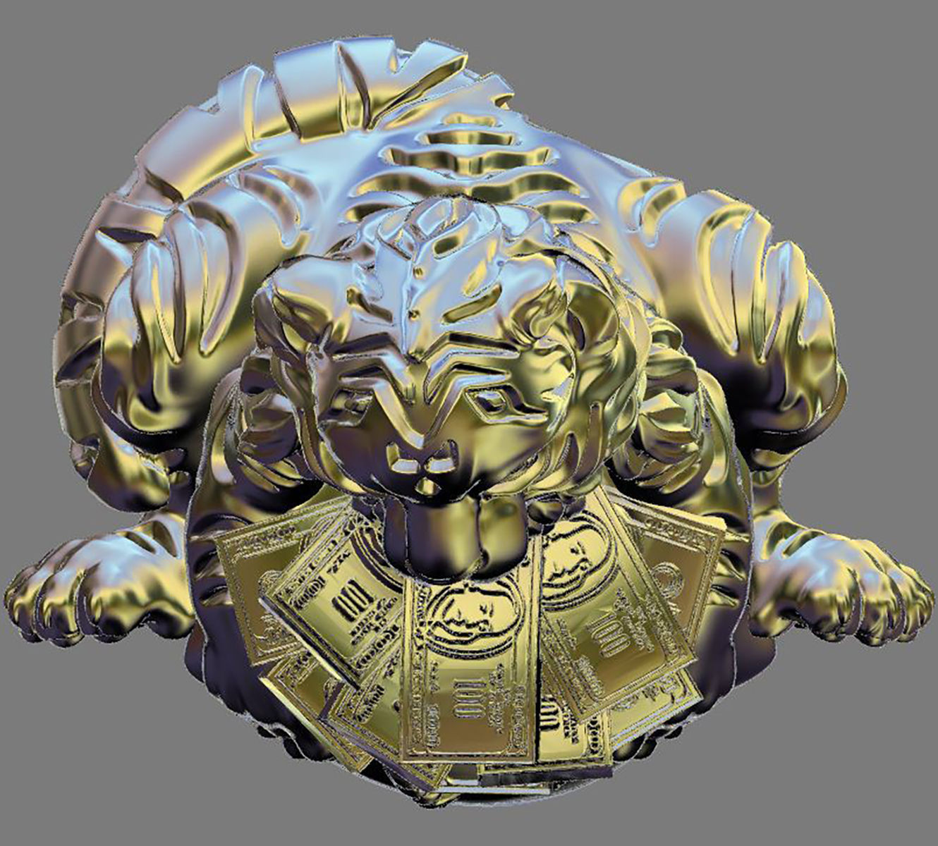 Tiger 2022 model for 3D Cute tiger with money 3D print model_2