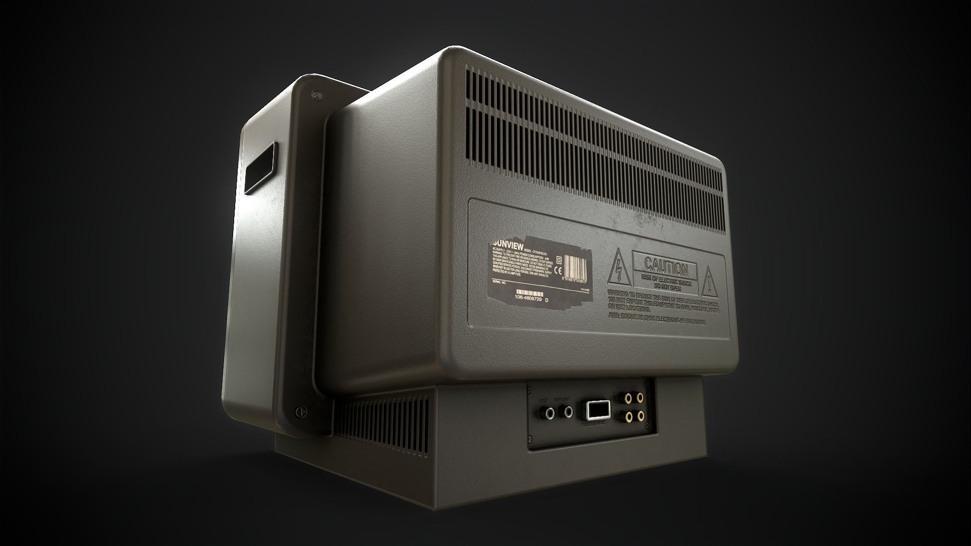 Classic TV from the 90s Low-poly 3D model_4