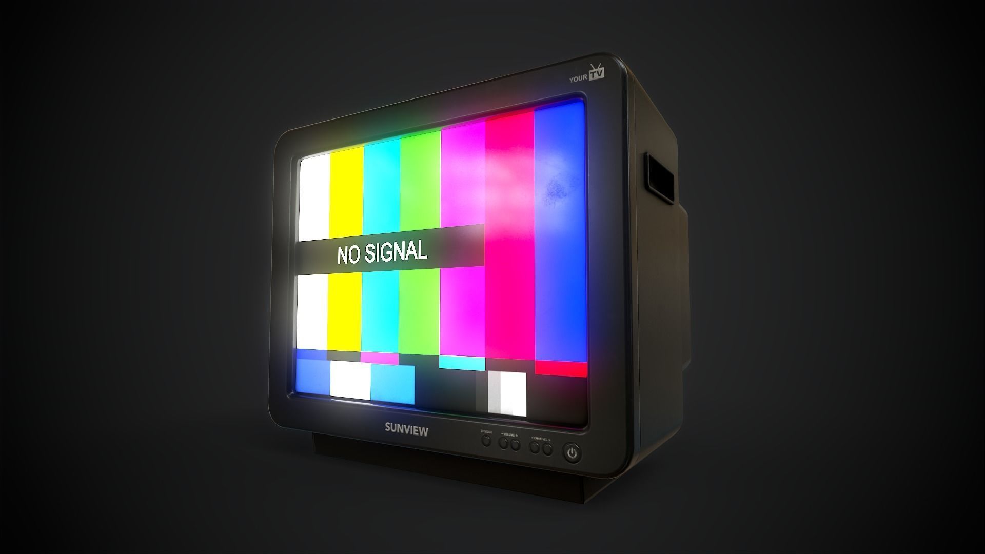 Classic TV from the 90s Low-poly 3D model_7