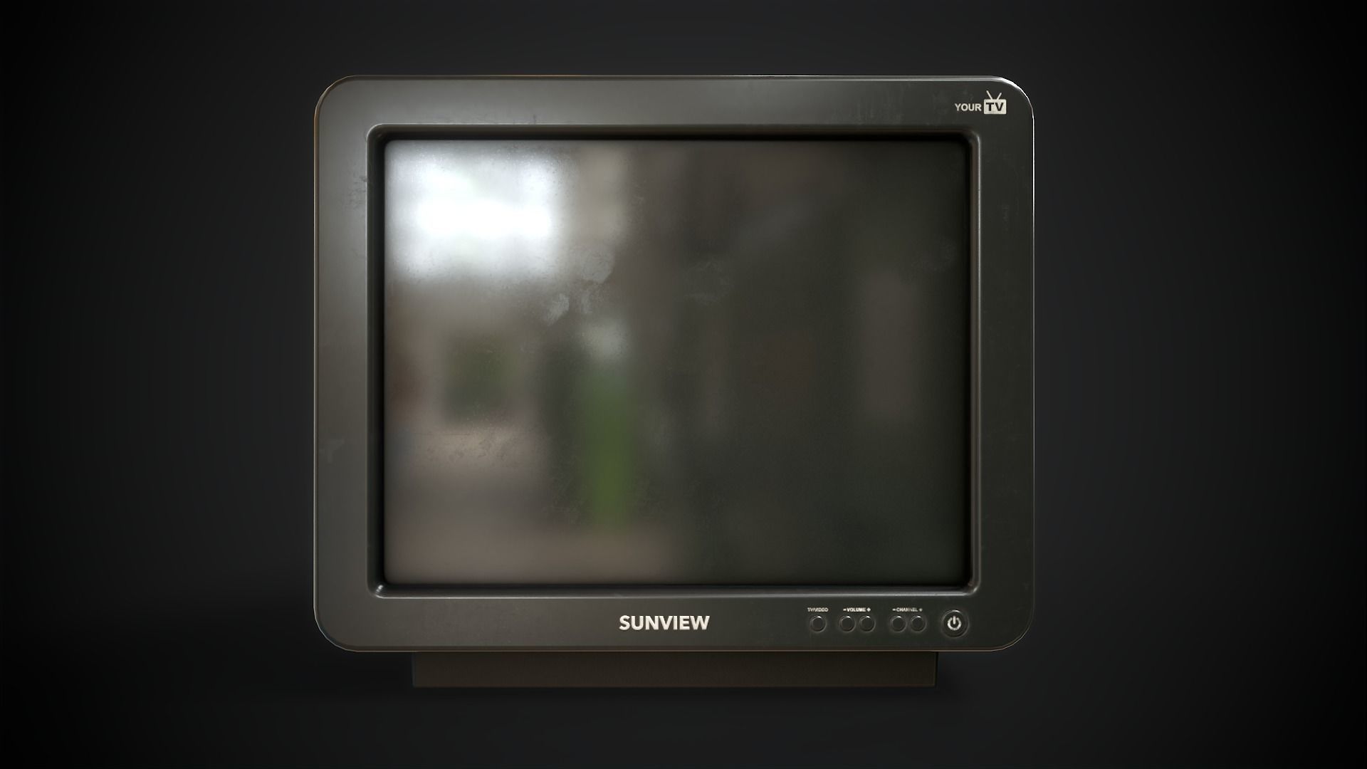 Classic TV from the 90s Low-poly 3D model_8