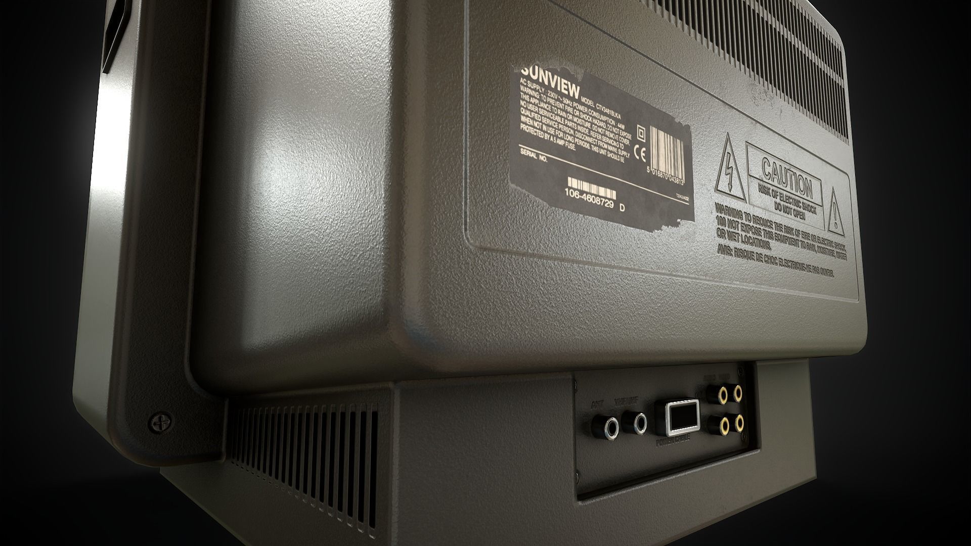 Classic TV from the 90s Low-poly 3D model_5