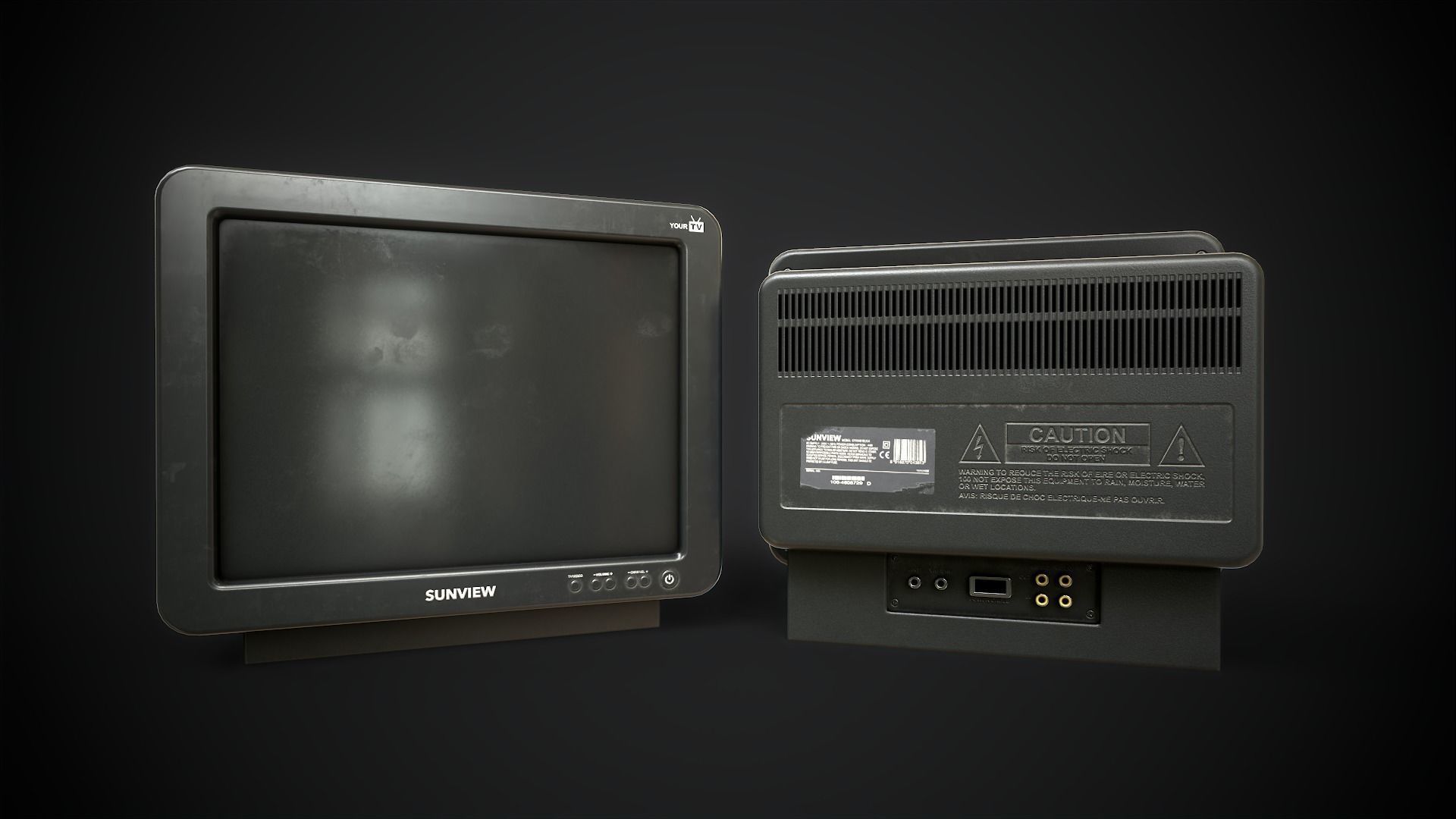 Classic TV from the 90s Low-poly 3D model_2