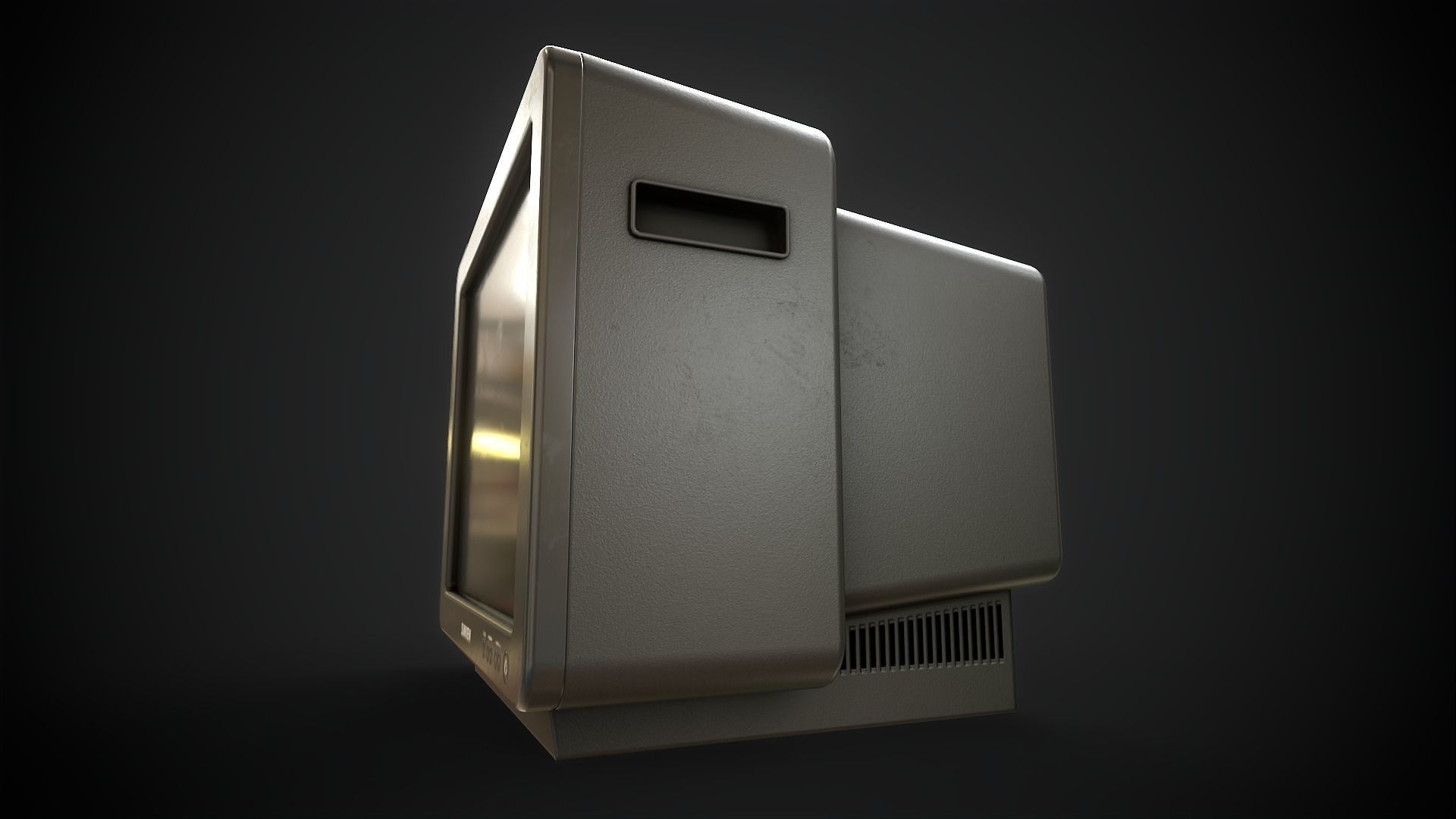 Classic TV from the 90s Low-poly 3D model_3