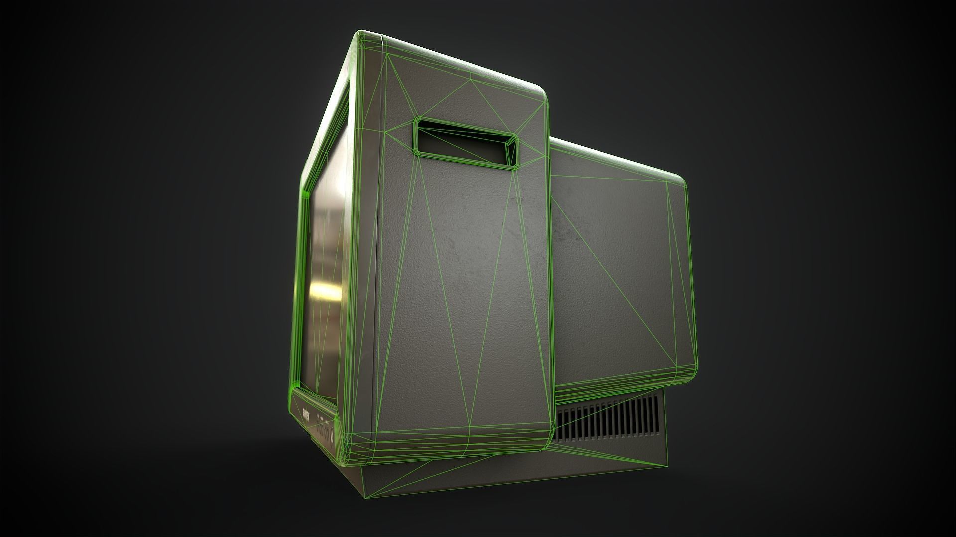 Classic TV from the 90s Low-poly 3D model_16