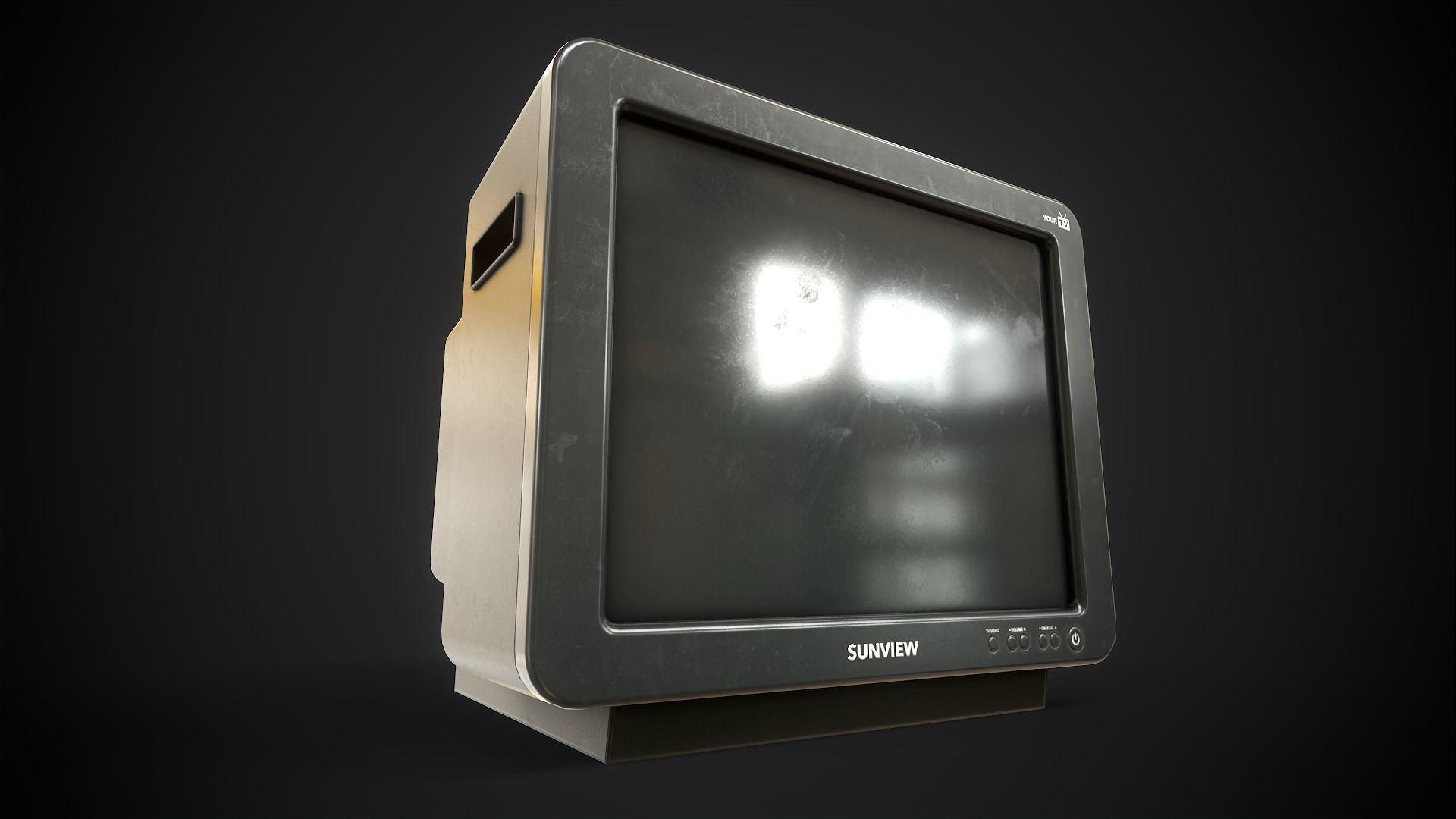 Classic TV from the 90s Low-poly 3D model_11