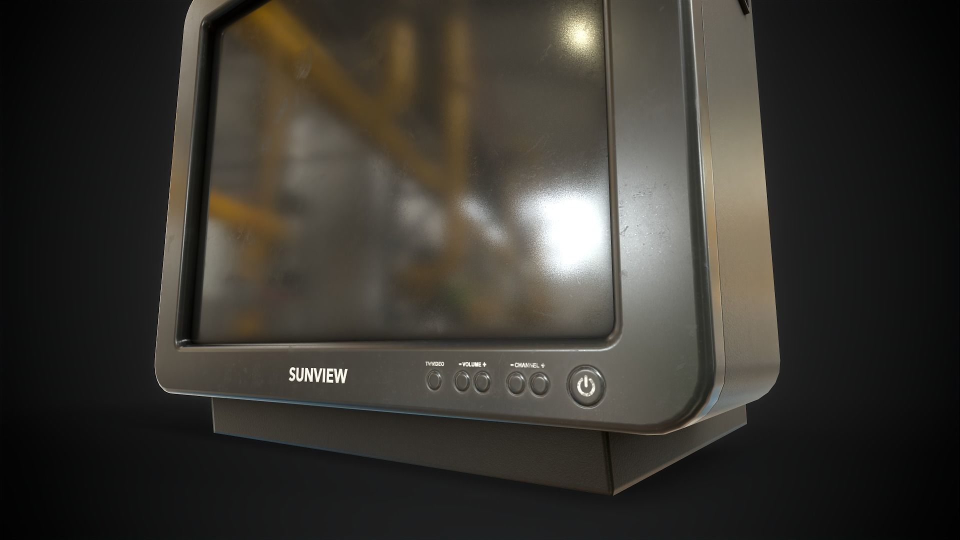 Classic TV from the 90s Low-poly 3D model_6