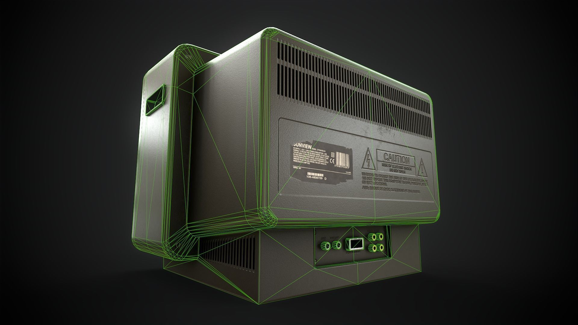 Classic TV from the 90s Low-poly 3D model_17